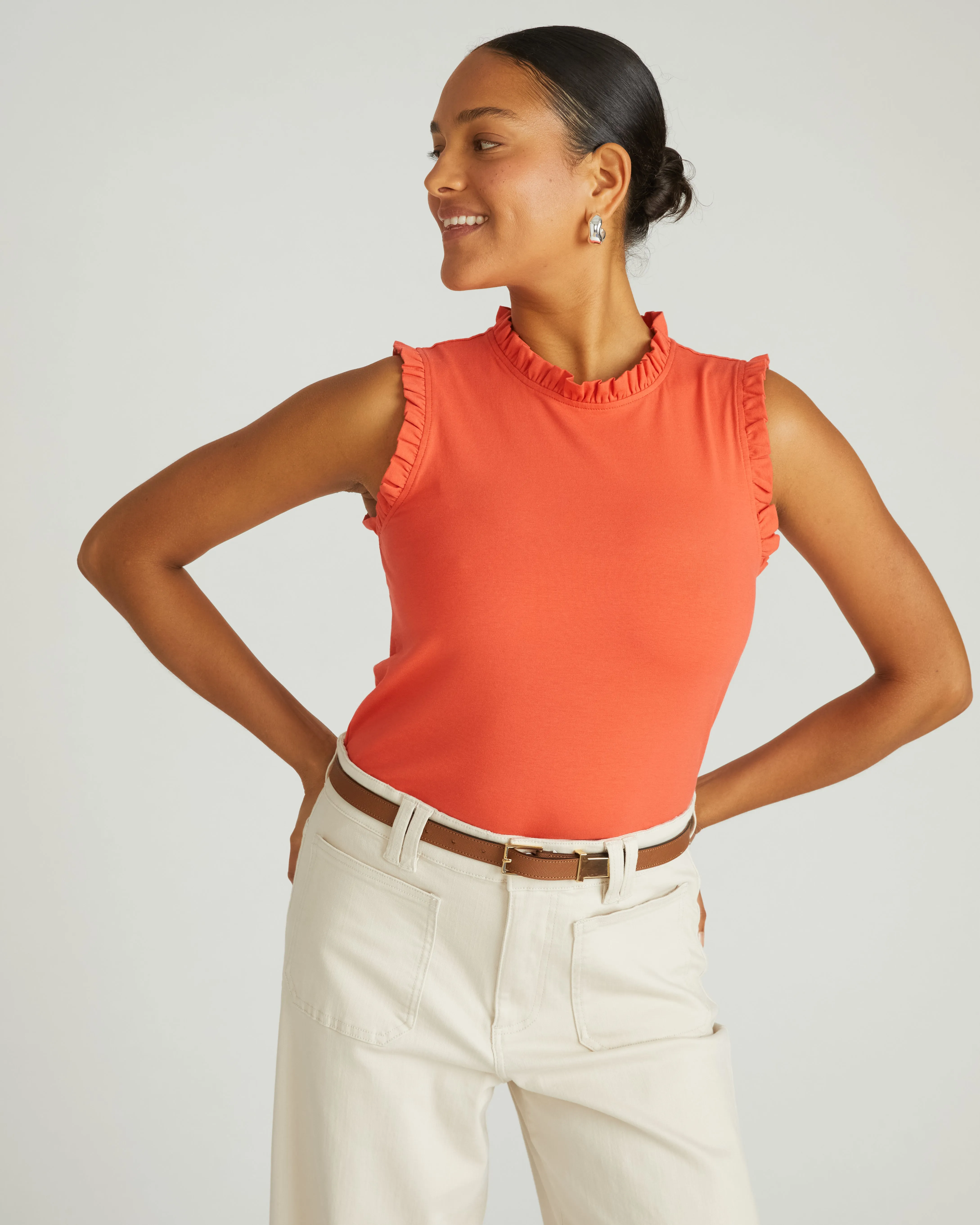 Tabitha Frill Top - Coral Reef sold by Universal Standard