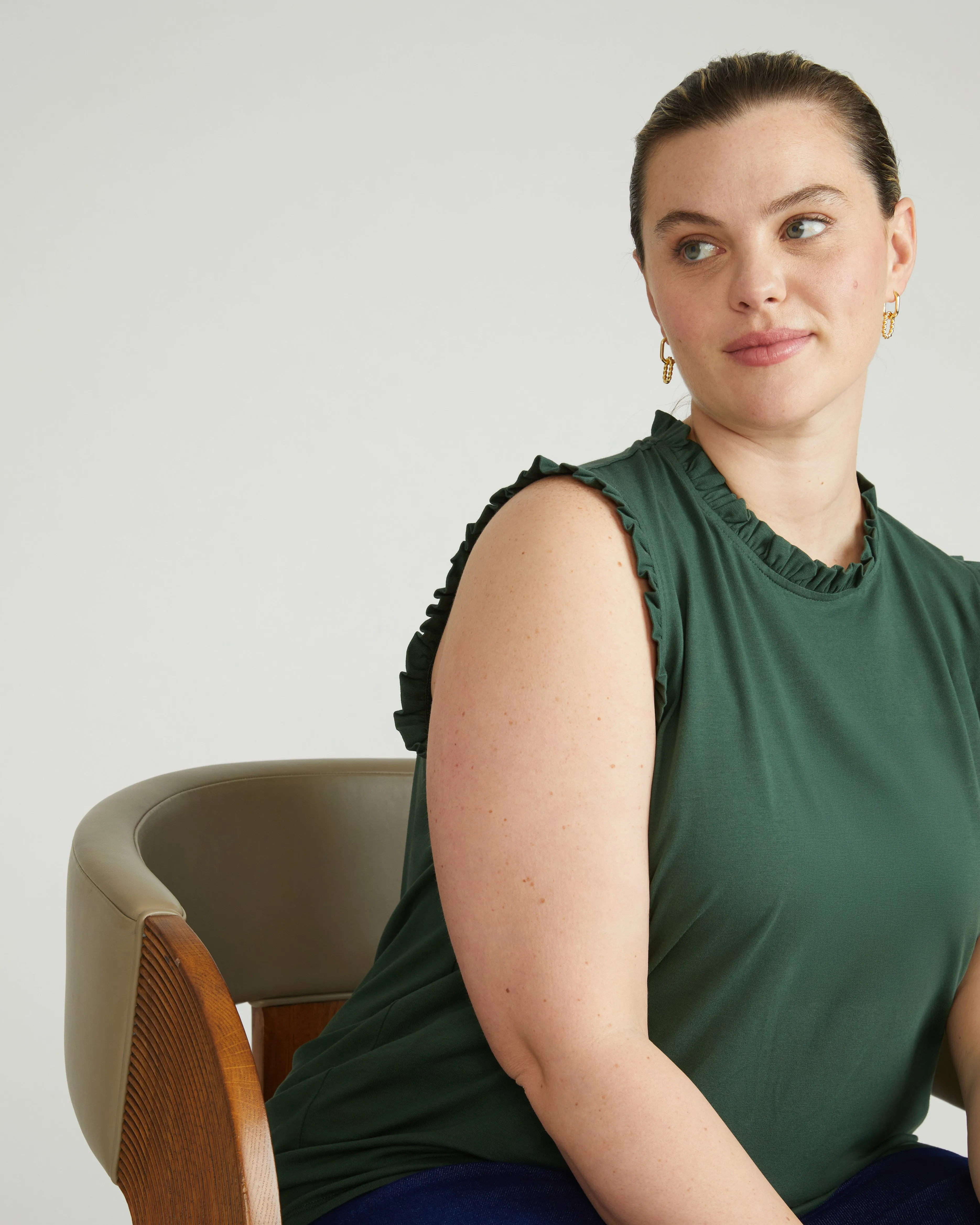 Tabitha Frill Top - Conifer sold by Universal Standard