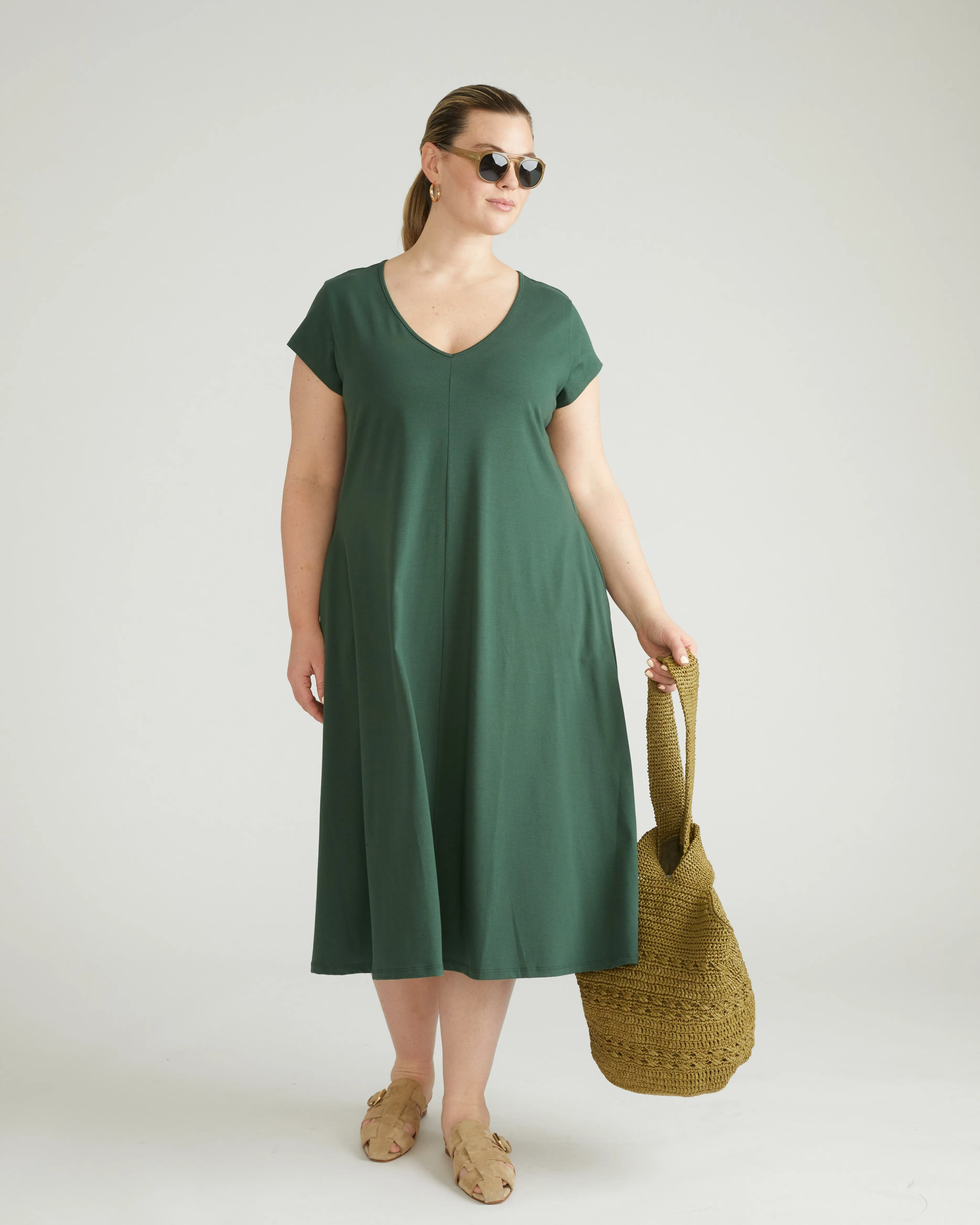 Danna Jersey Dress - Conifer sold by Universal Standard