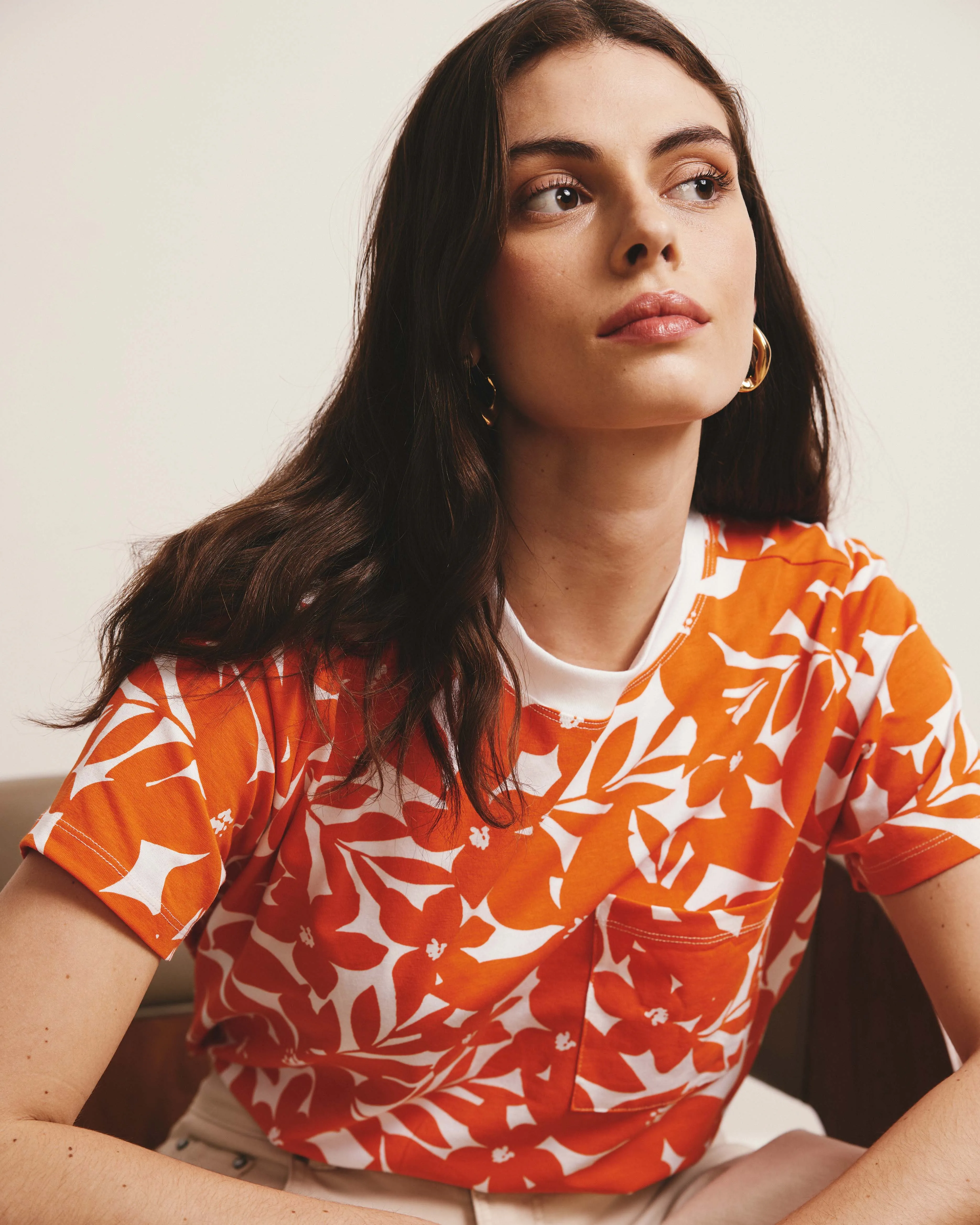 Garcon Tee - Petal Palette Print in Arancia sold by Universal Standard
