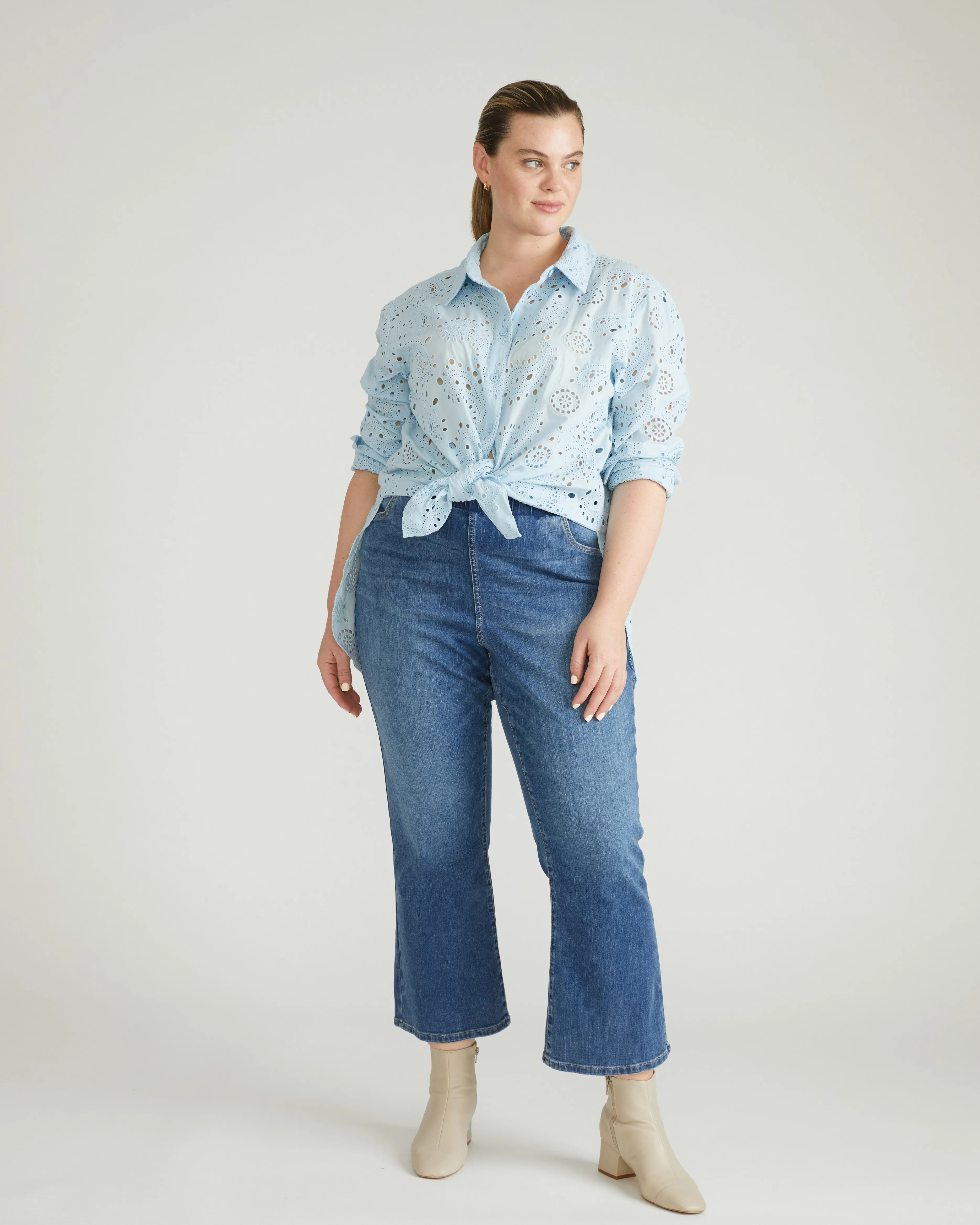 ComfortDenim Bootcut Jeans - Western Blue Wash sold by Universal Standard