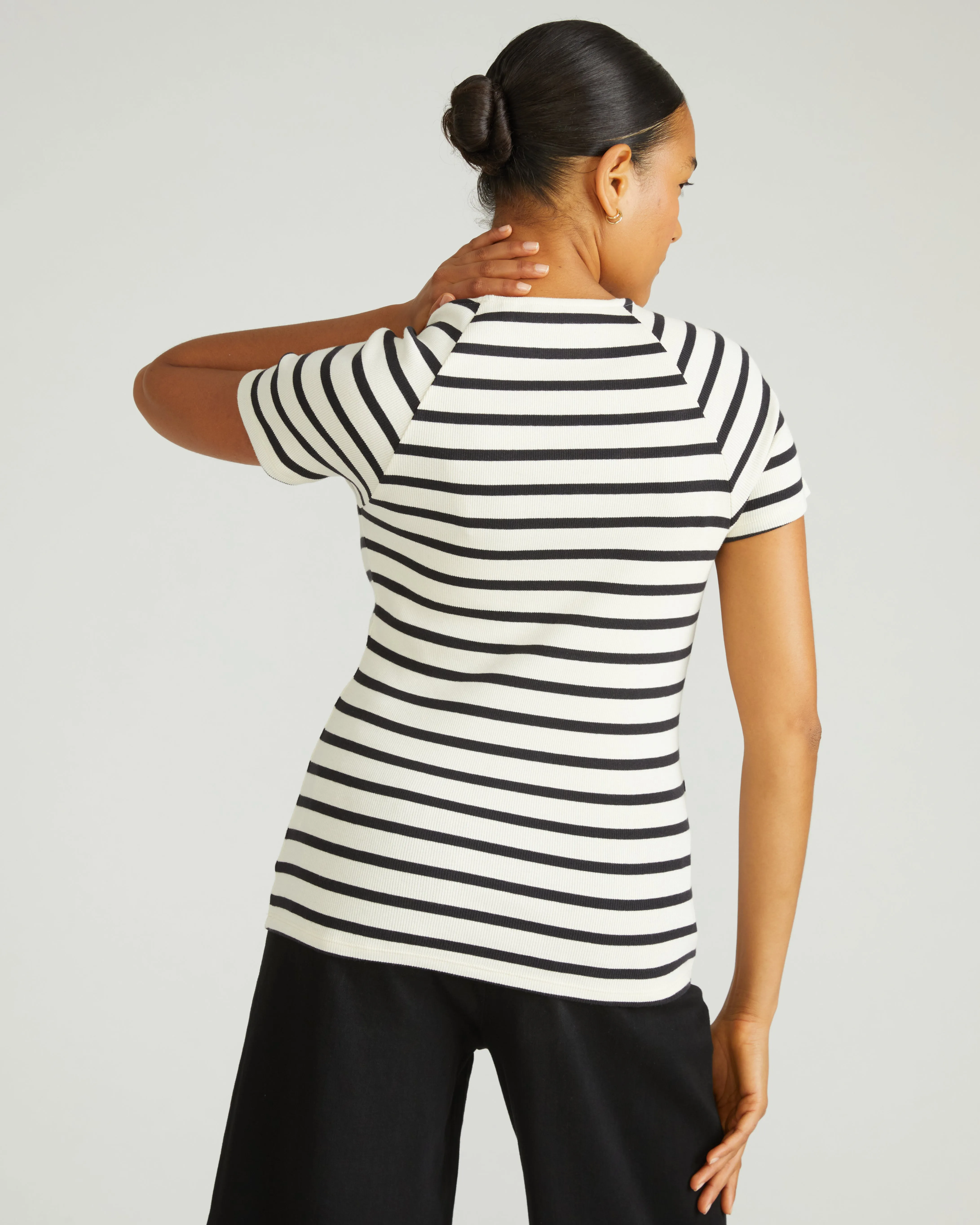 Carey Ribbed Top - Ecru/Black Stripe sold by Universal Standard product image thumbnail 4