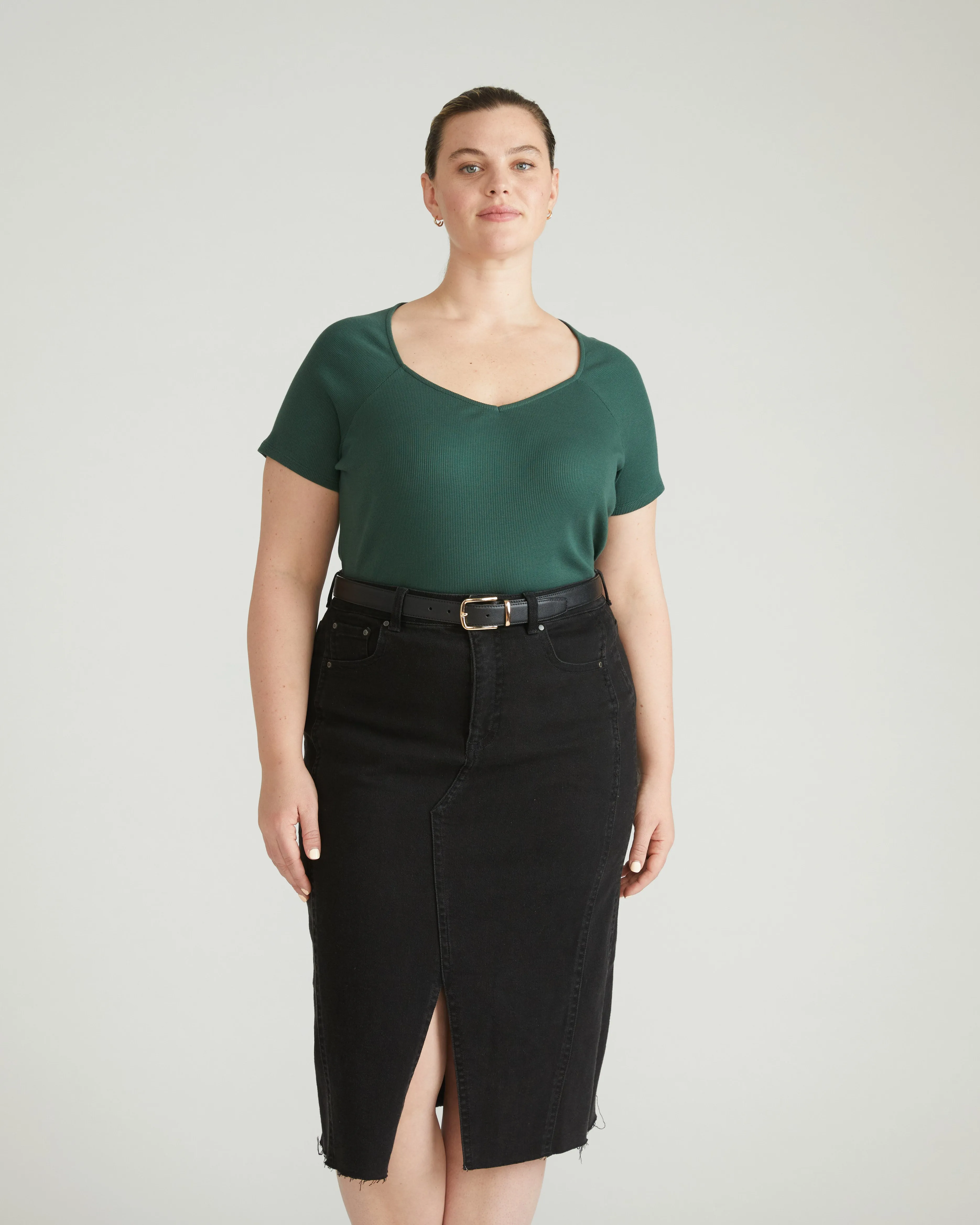 Carey Ribbed Top - Conifer sold by Universal Standard
