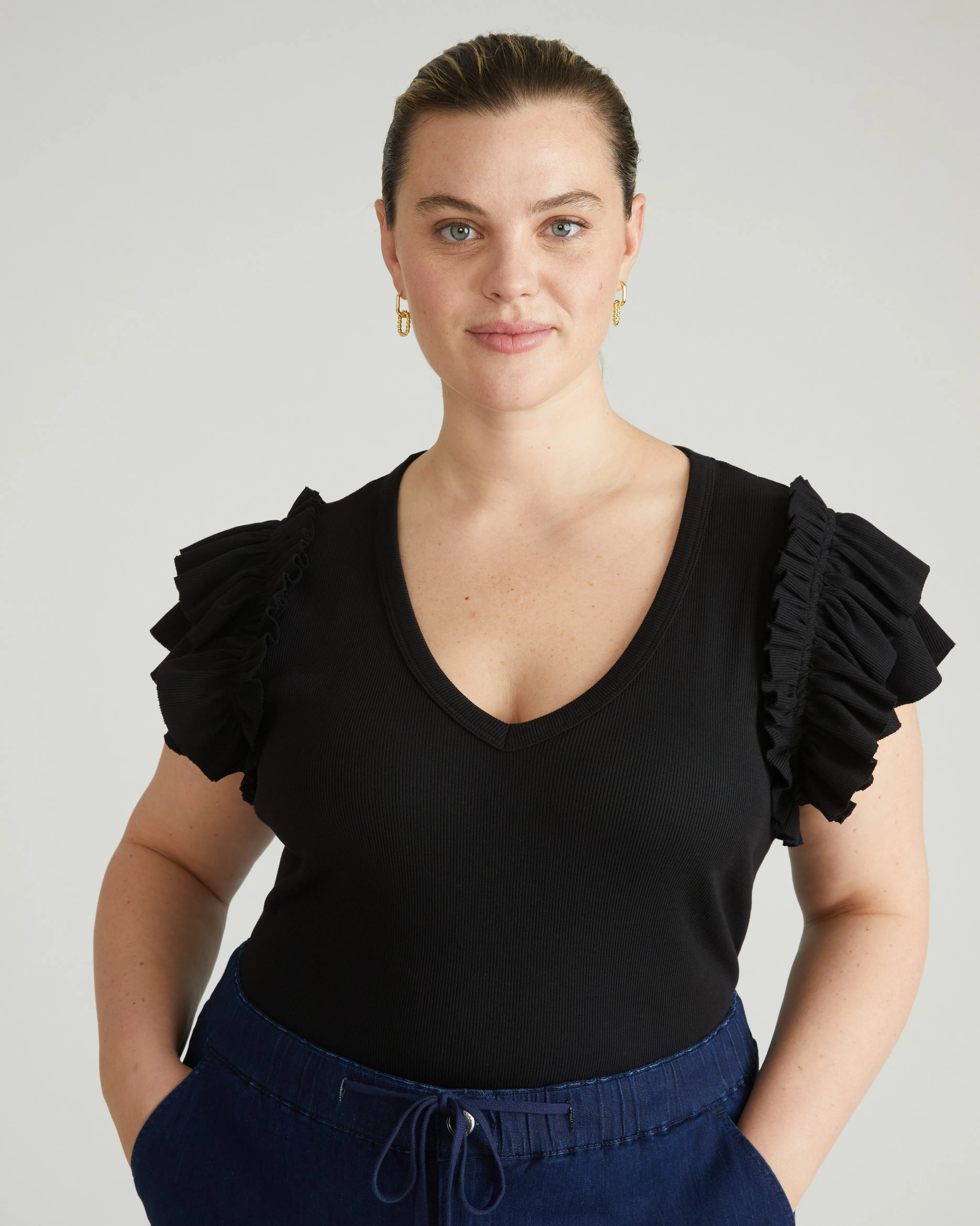 Magnolia Ribbed Top - Black sold by Universal Standard