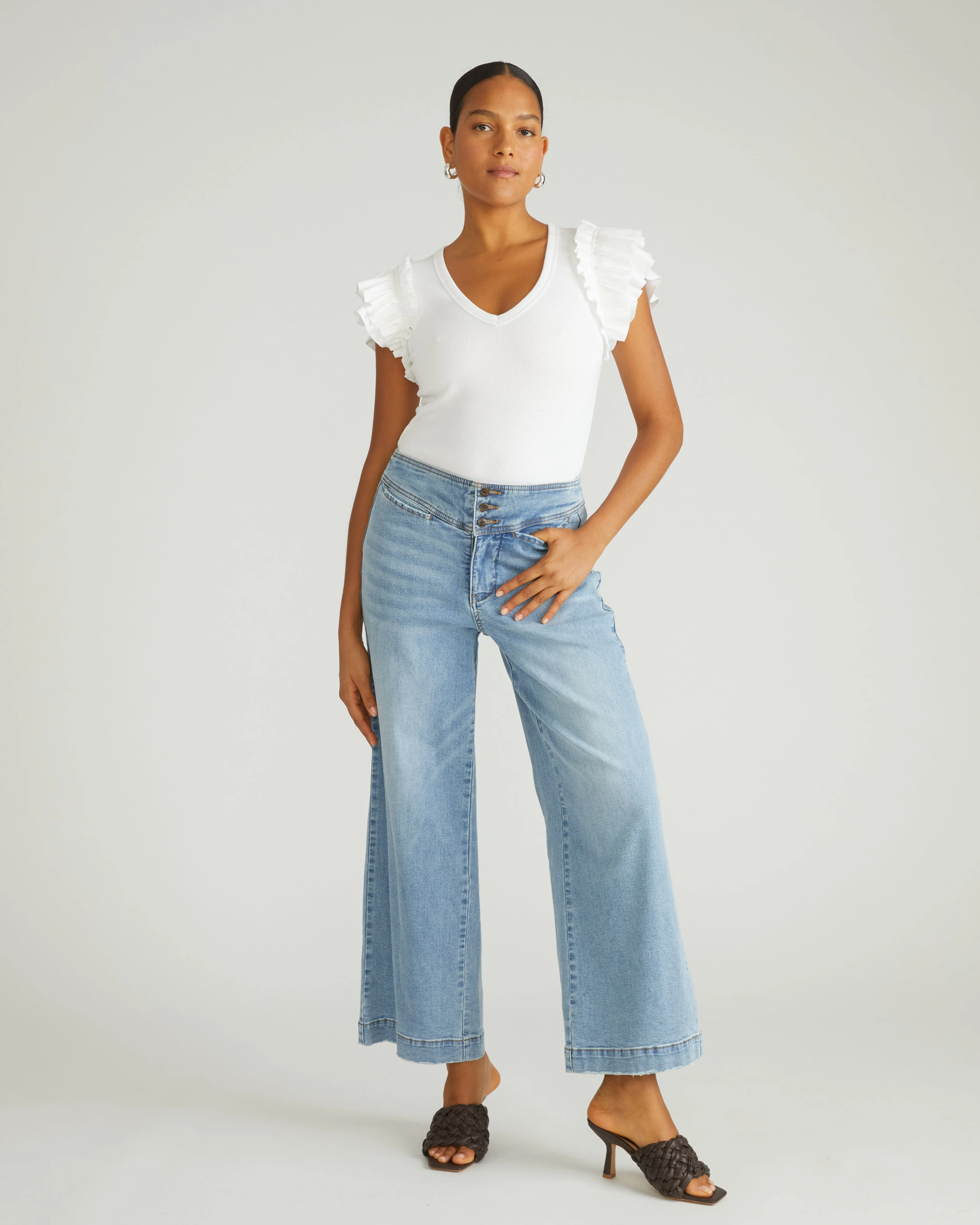 Magnolia Ribbed Top - White sold by Universal Standard