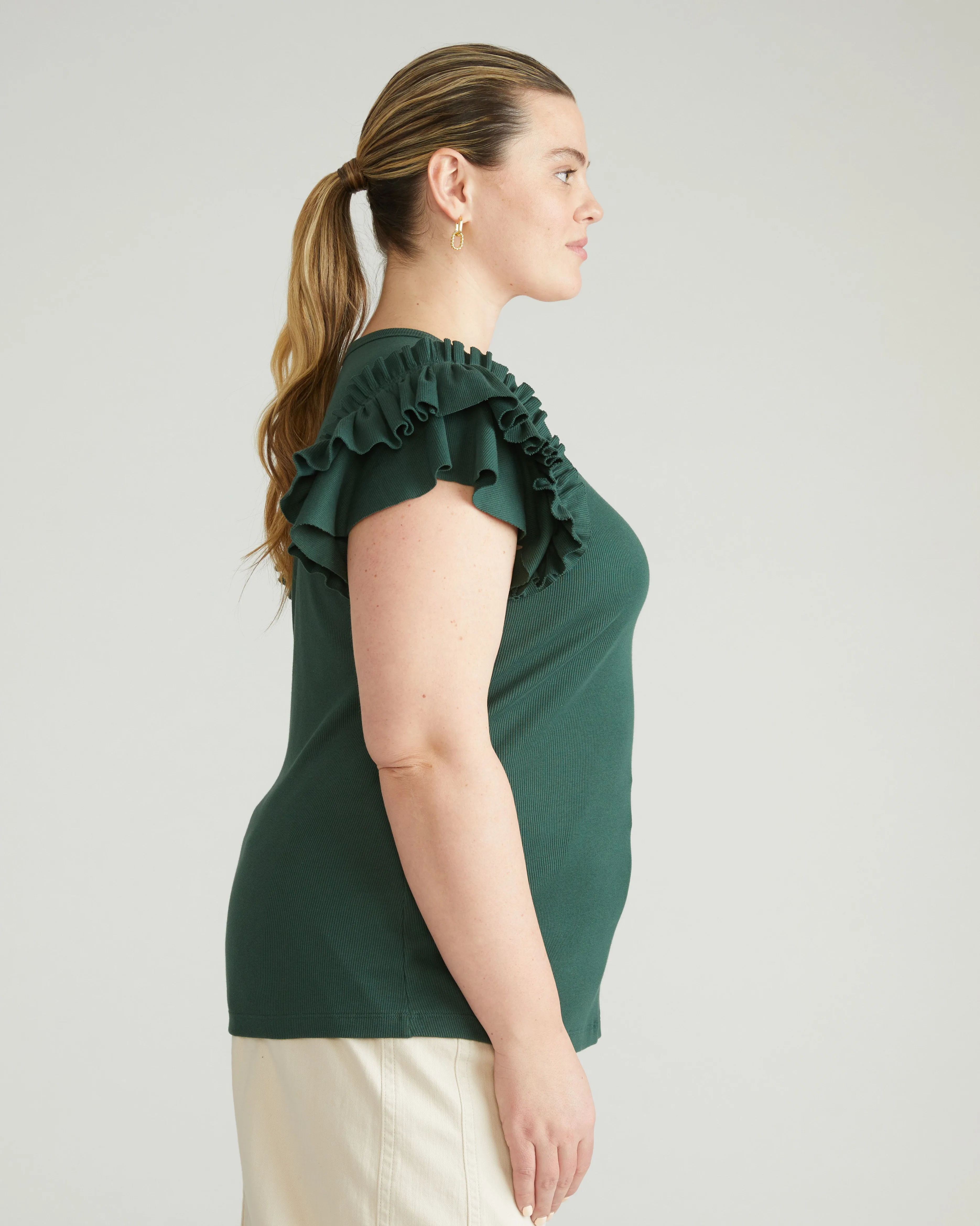 Magnolia Ribbed Top - Conifer sold by Universal Standard product image thumbnail 3