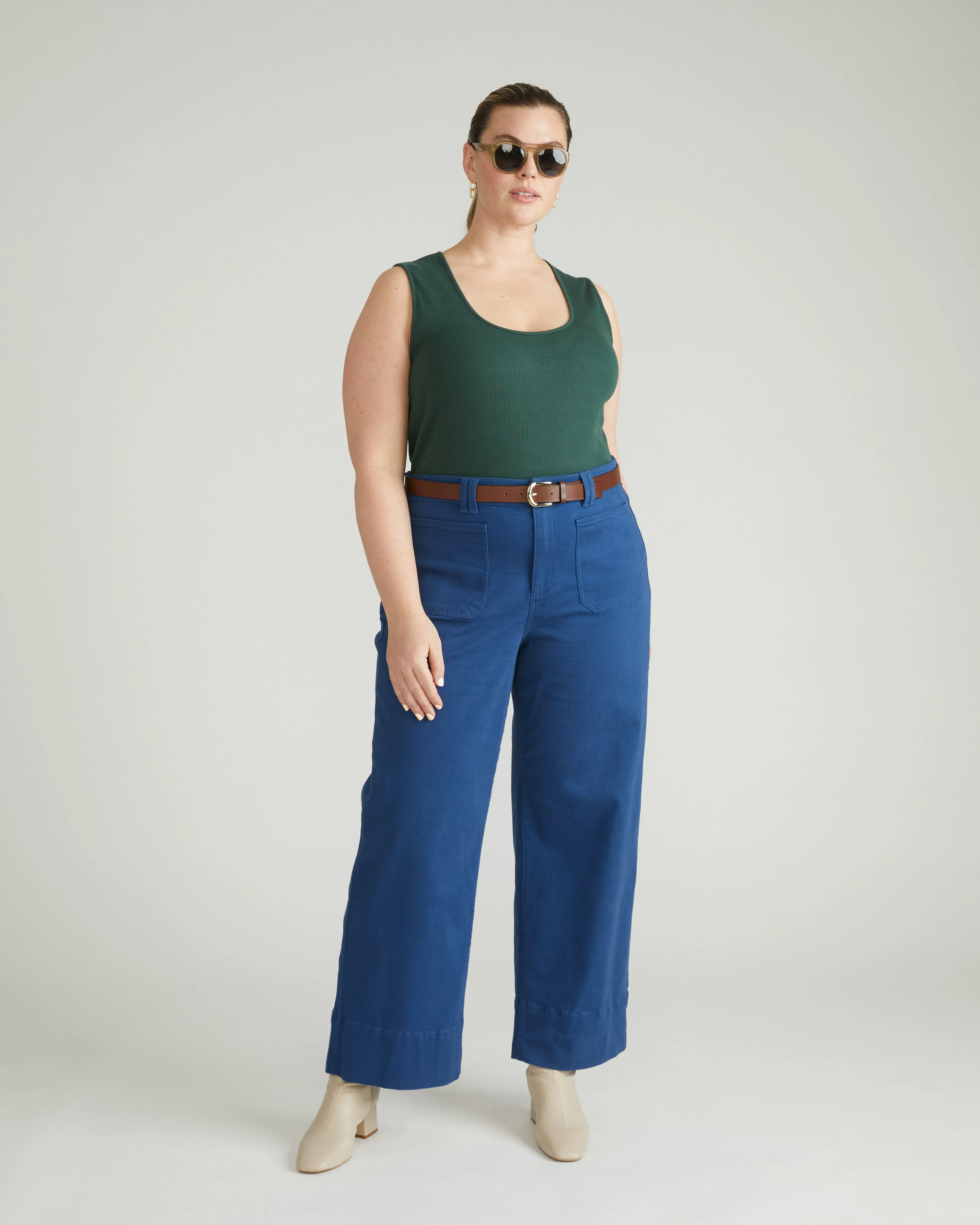 Daisy Ribbed Tank - Conifer sold by Universal Standard