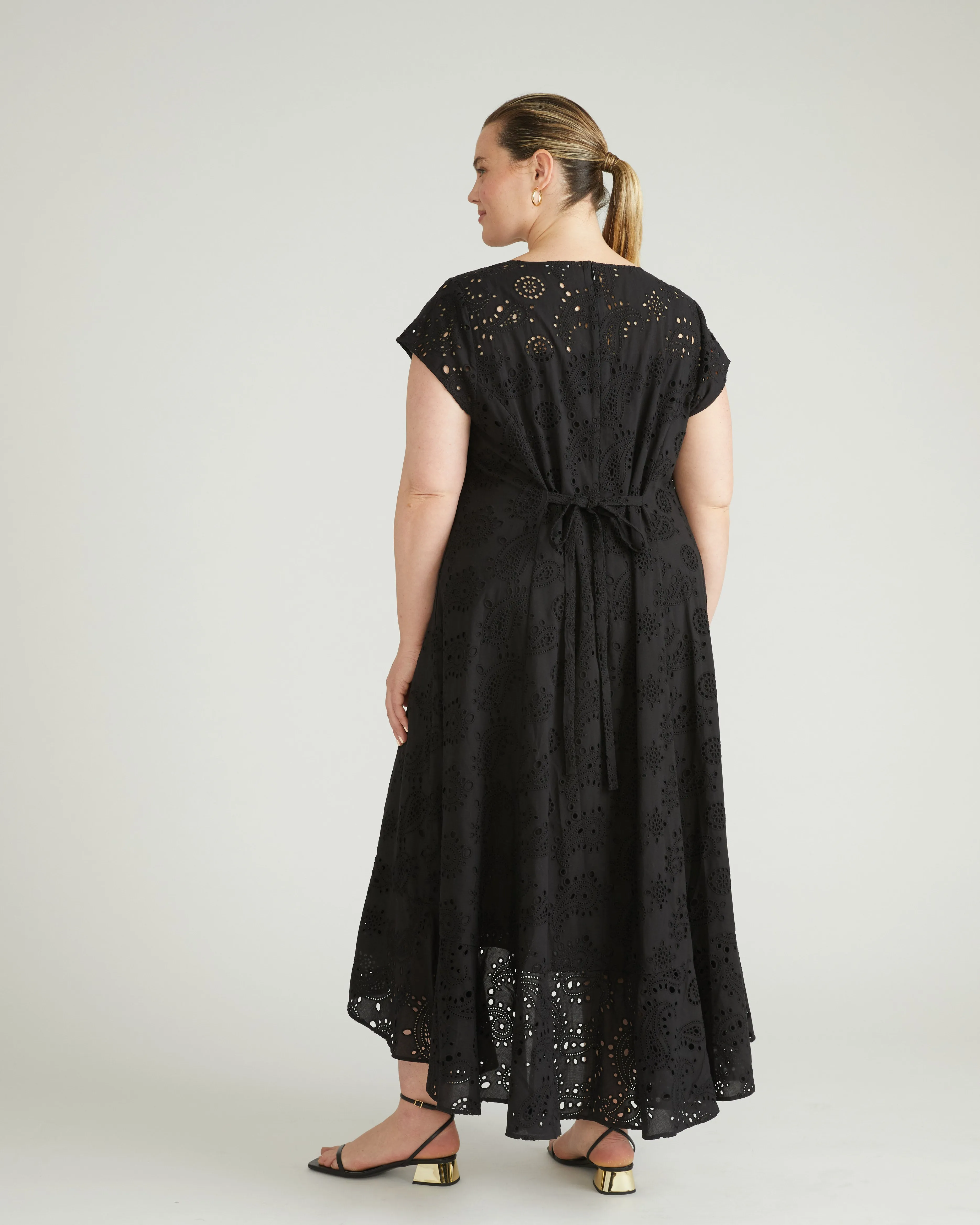 Sunset Cotton Eyelet Flounce Dress - Black sold by Universal Standard product image thumbnail 4