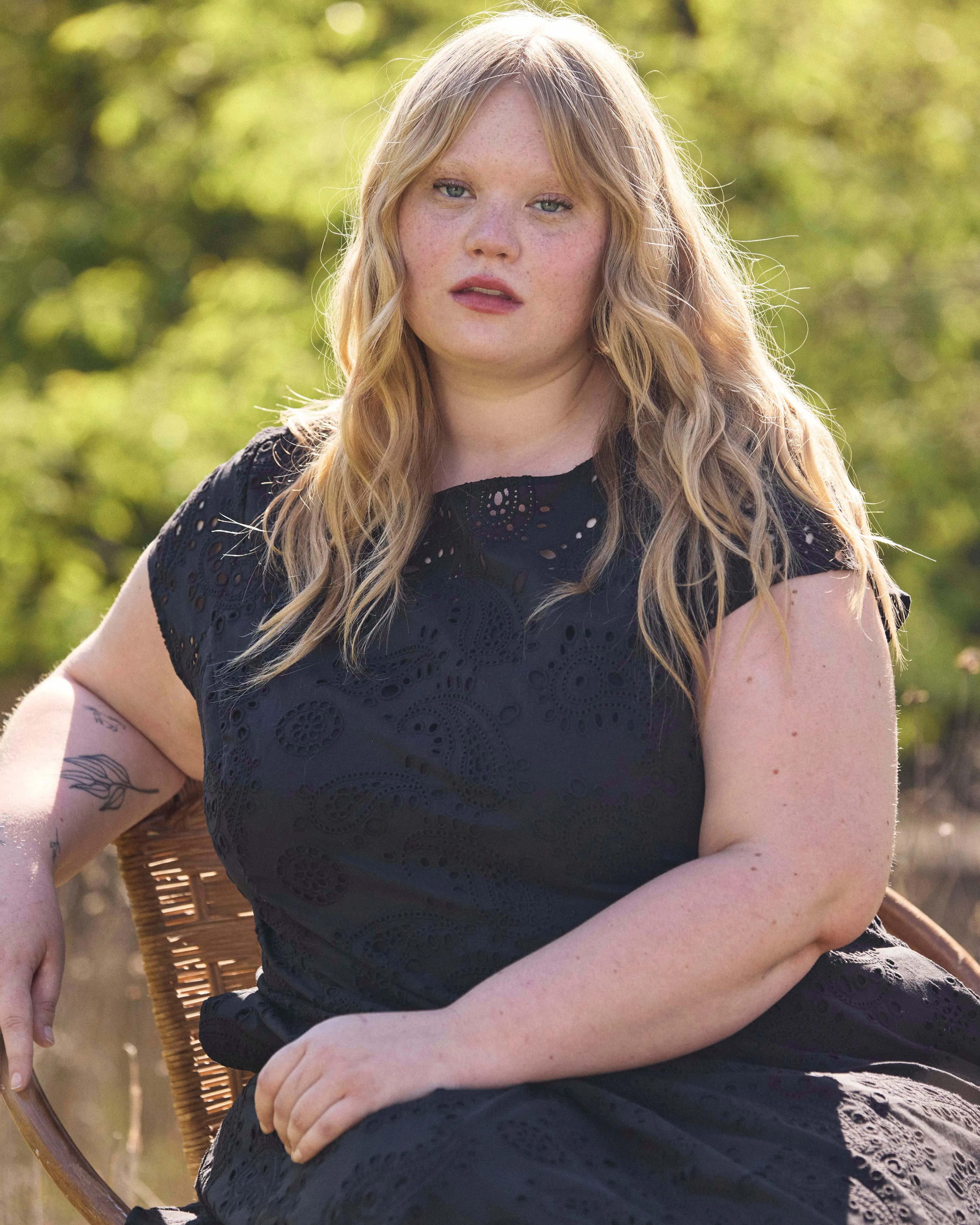 Sunset Cotton Eyelet Flounce Dress - Black sold by Universal Standard product image thumbnail 5