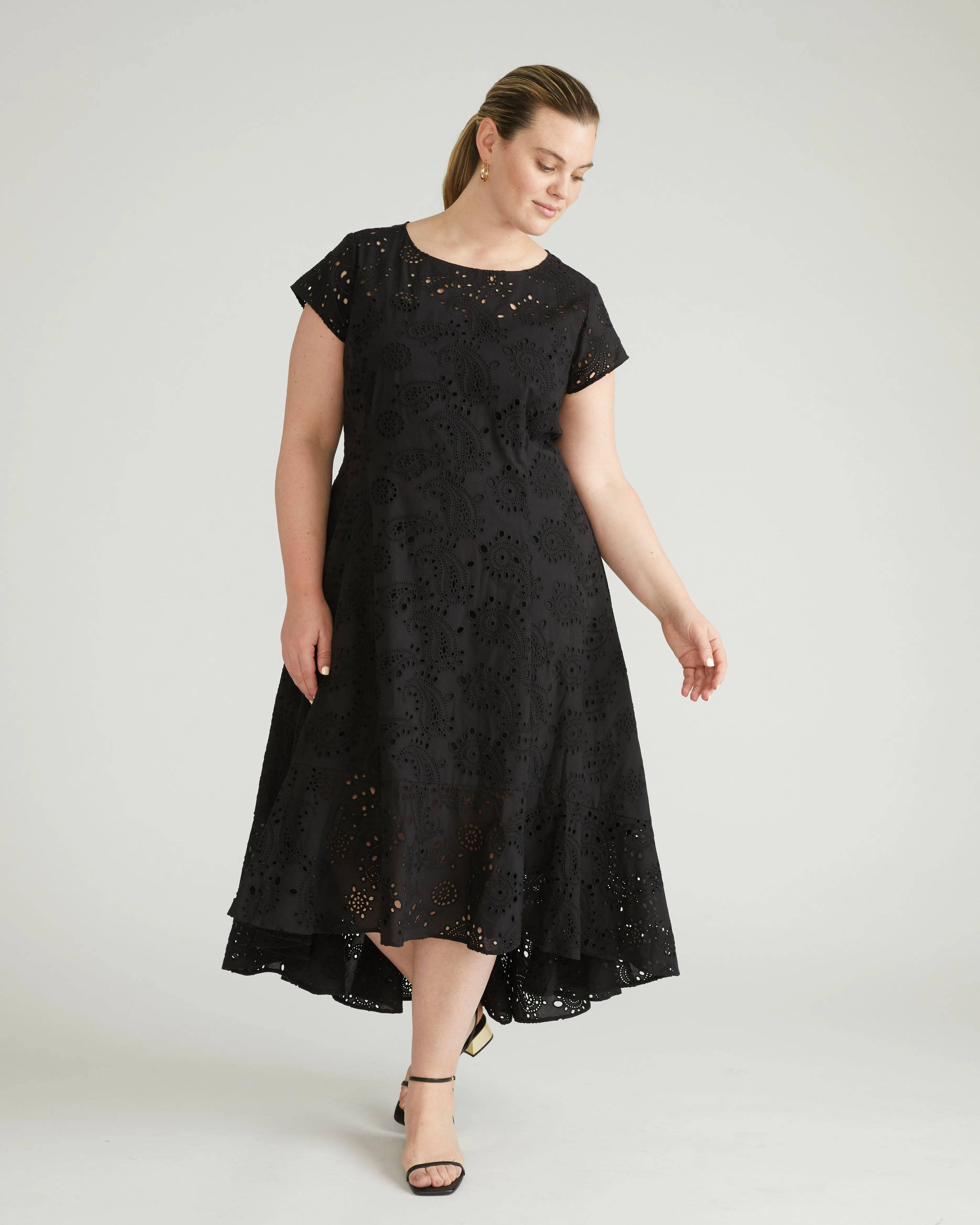Sunset Cotton Eyelet Flounce Dress - Black sold by Universal Standard product image thumbnail 3