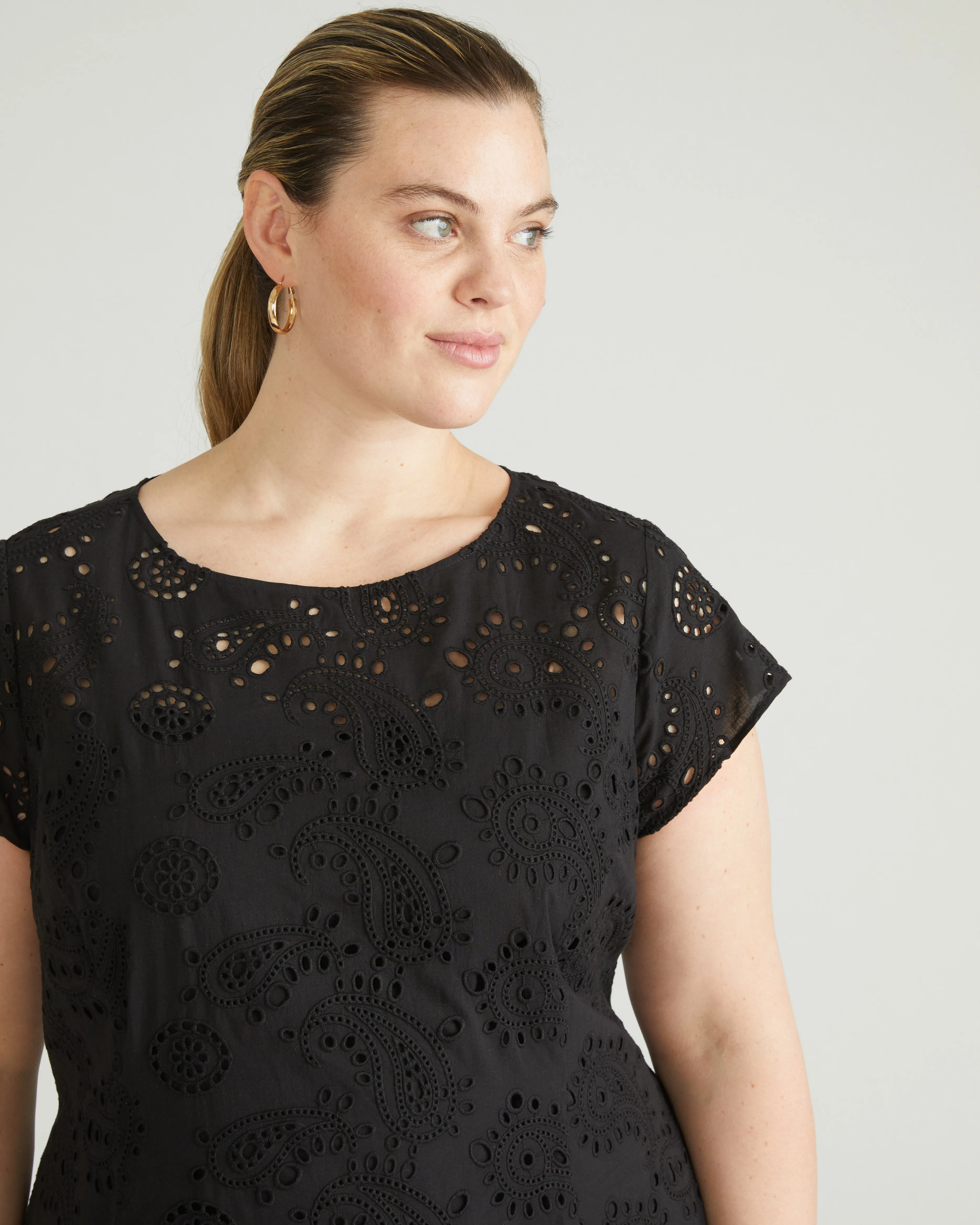 Sunset Cotton Eyelet Flounce Dress - Black sold by Universal Standard product image thumbnail 2