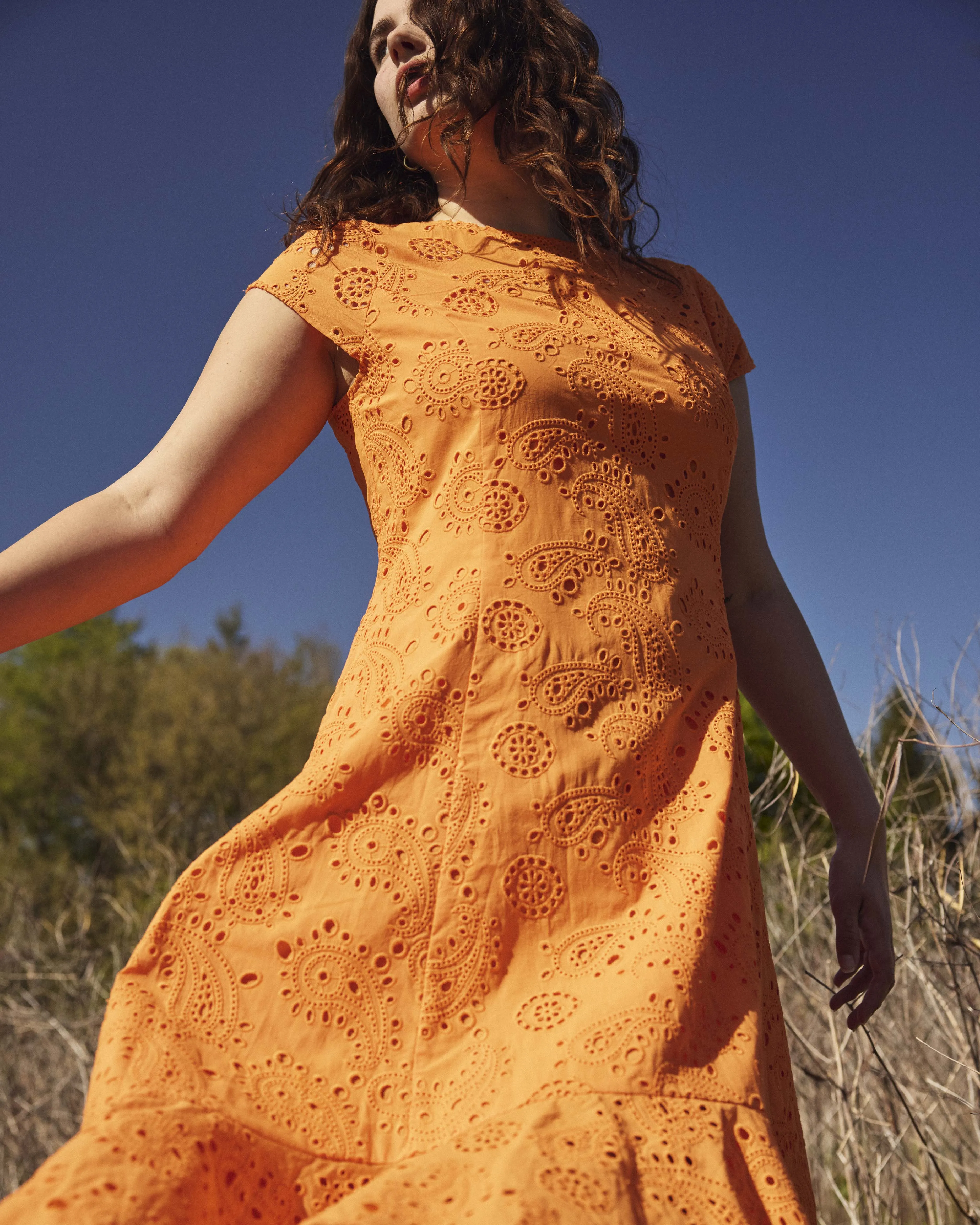 Sunset Cotton Eyelet Flounce Dress - Arancia sold by Universal Standard product image thumbnail 5
