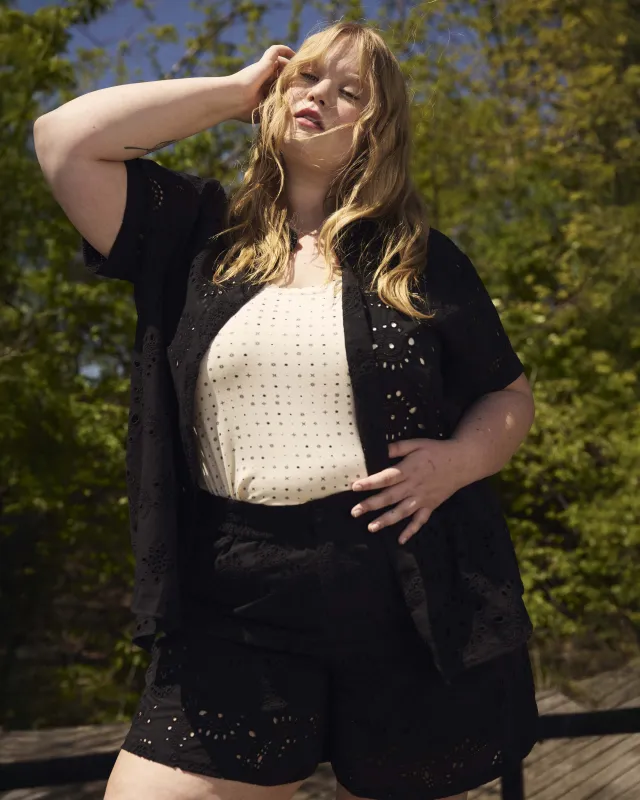 Erica Cotton Eyelet Shirt - Black made by Universal Standard