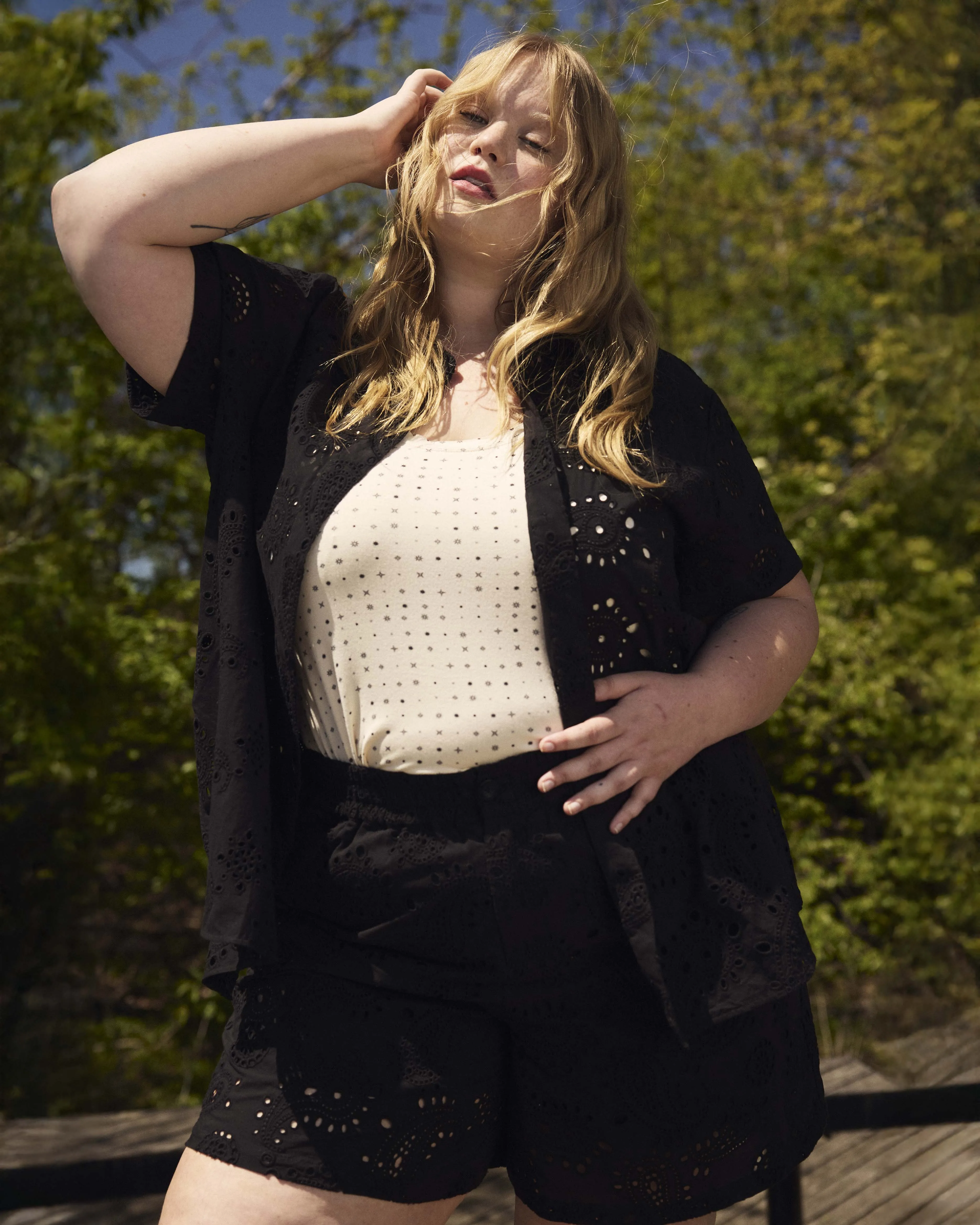 Erica Cotton Eyelet Shirt - Black sold by Universal Standard