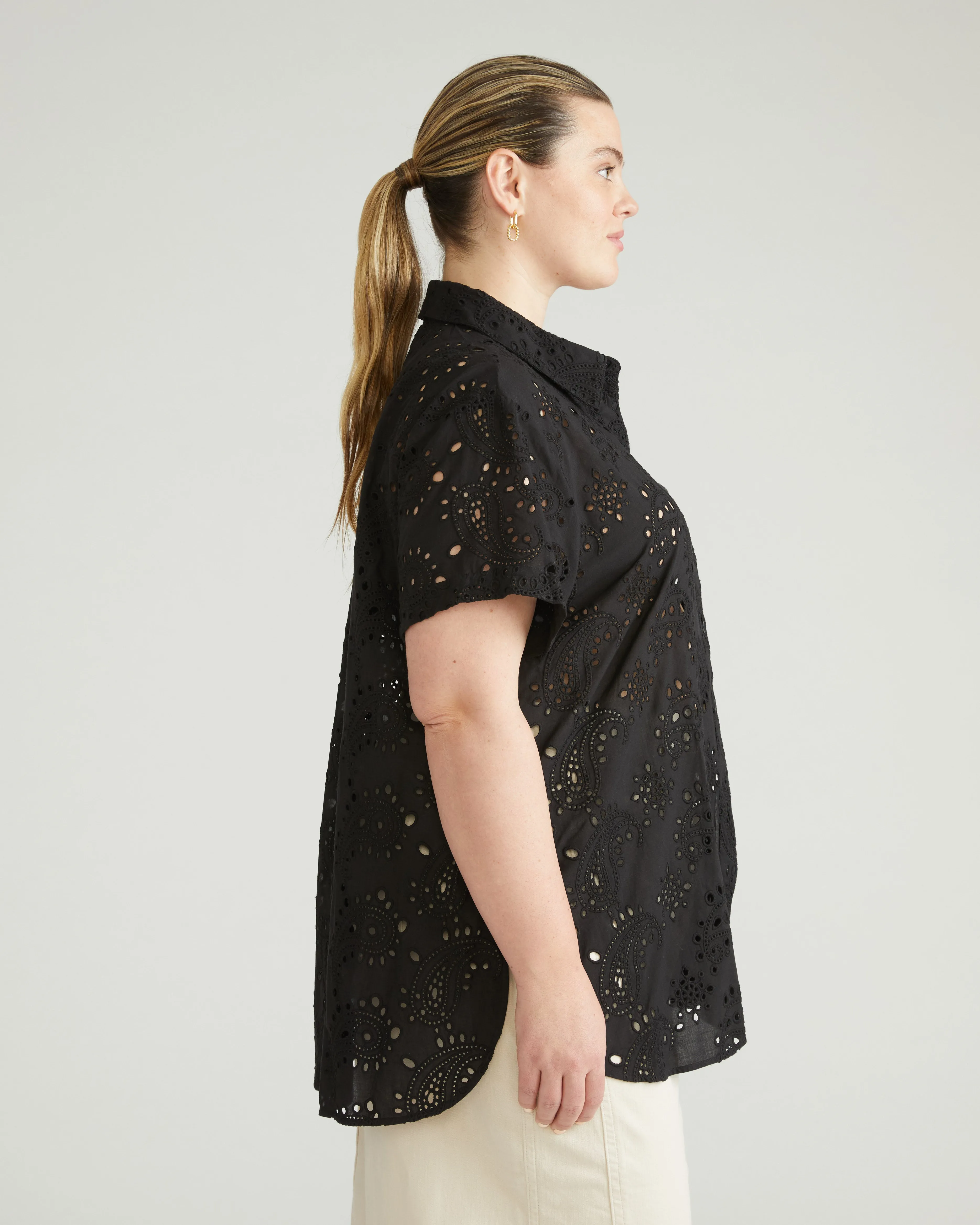 Erica Cotton Eyelet Shirt - Black sold by Universal Standard product image thumbnail 5