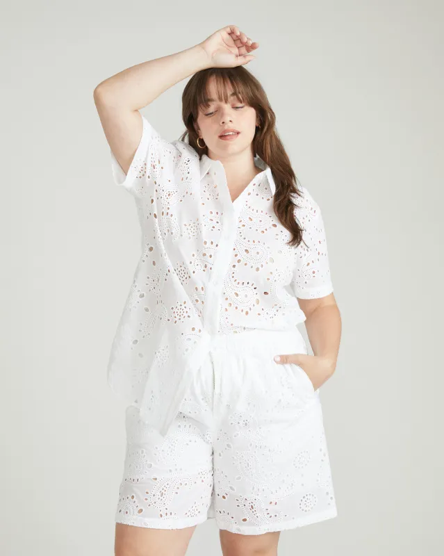 Erica Cotton Eyelet Shirt - White made by Universal Standard