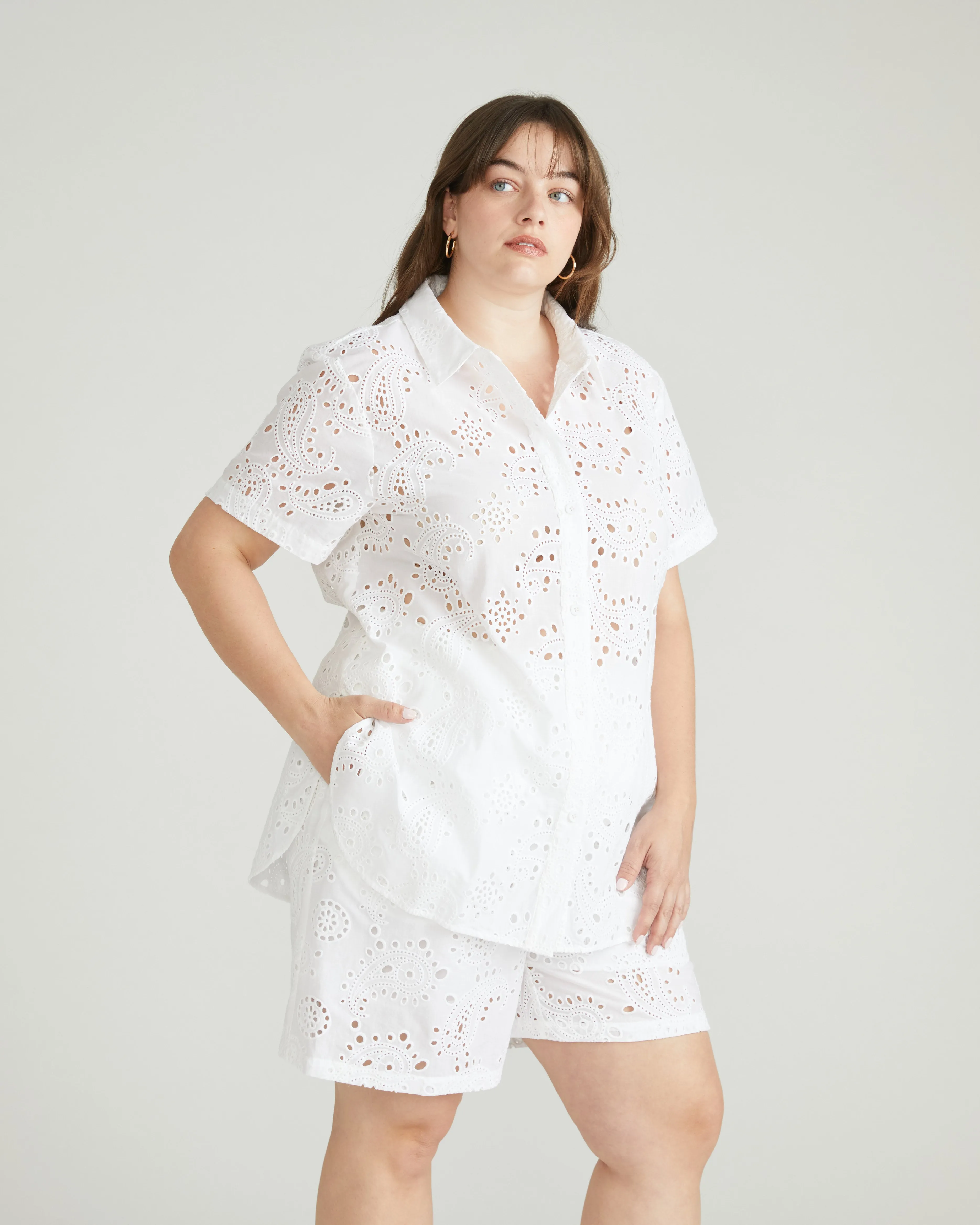 Erica Cotton Eyelet Shirt - White sold by Universal Standard product image thumbnail 3