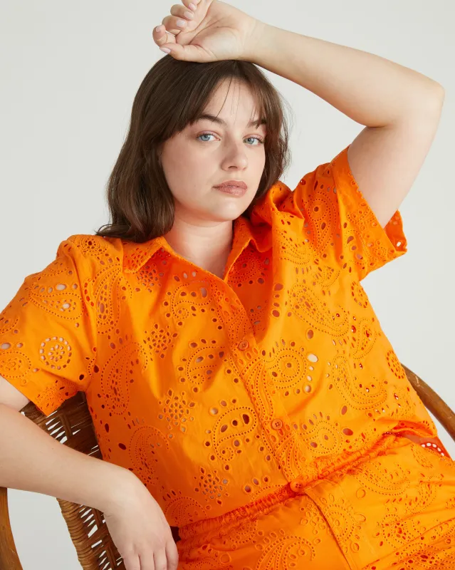Erica Cotton Eyelet Shirt - Arancia made by Universal Standard