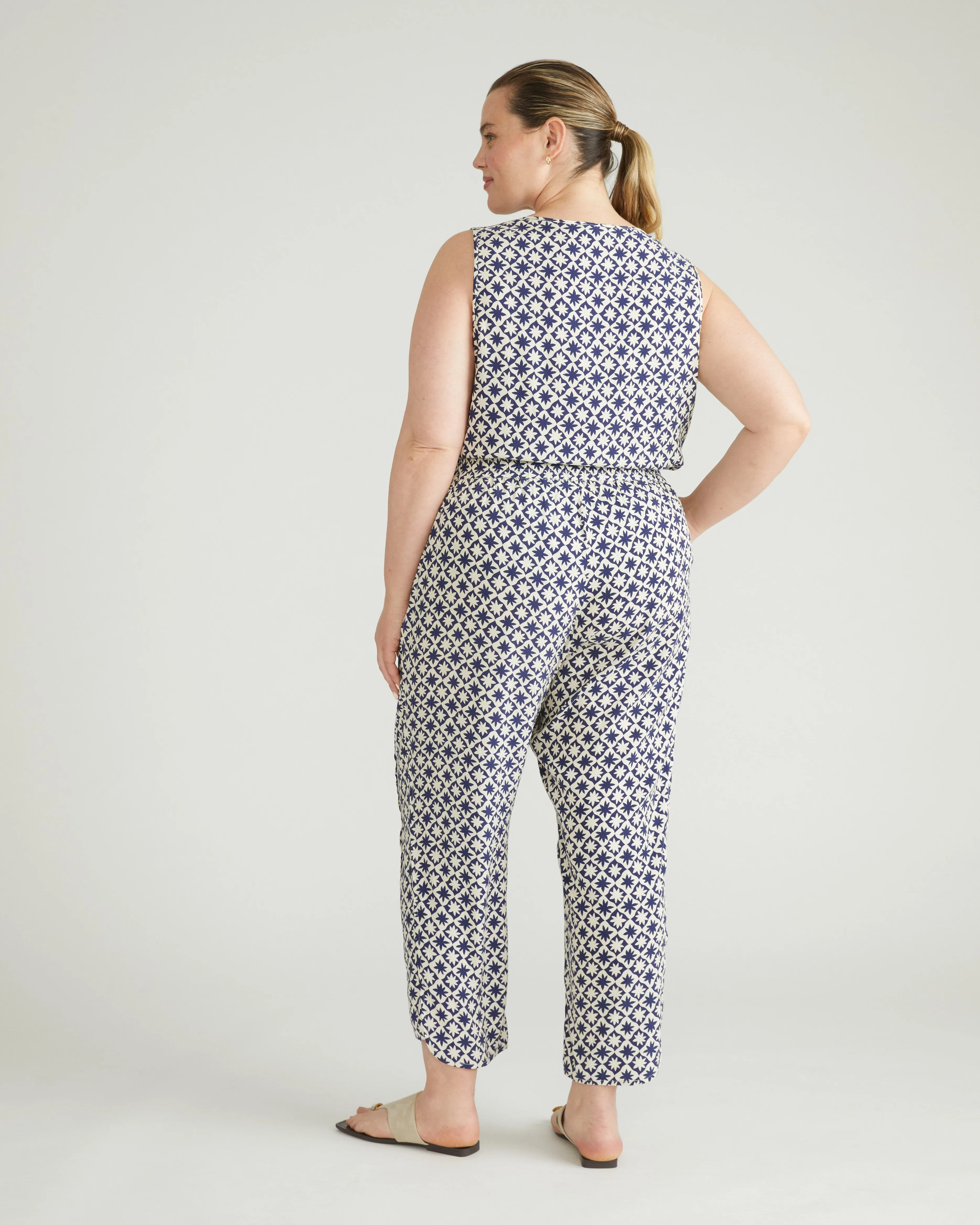 Cooling Stretch Cupro Pants - Navy Hacienda Print sold by Universal Standard product image thumbnail 5