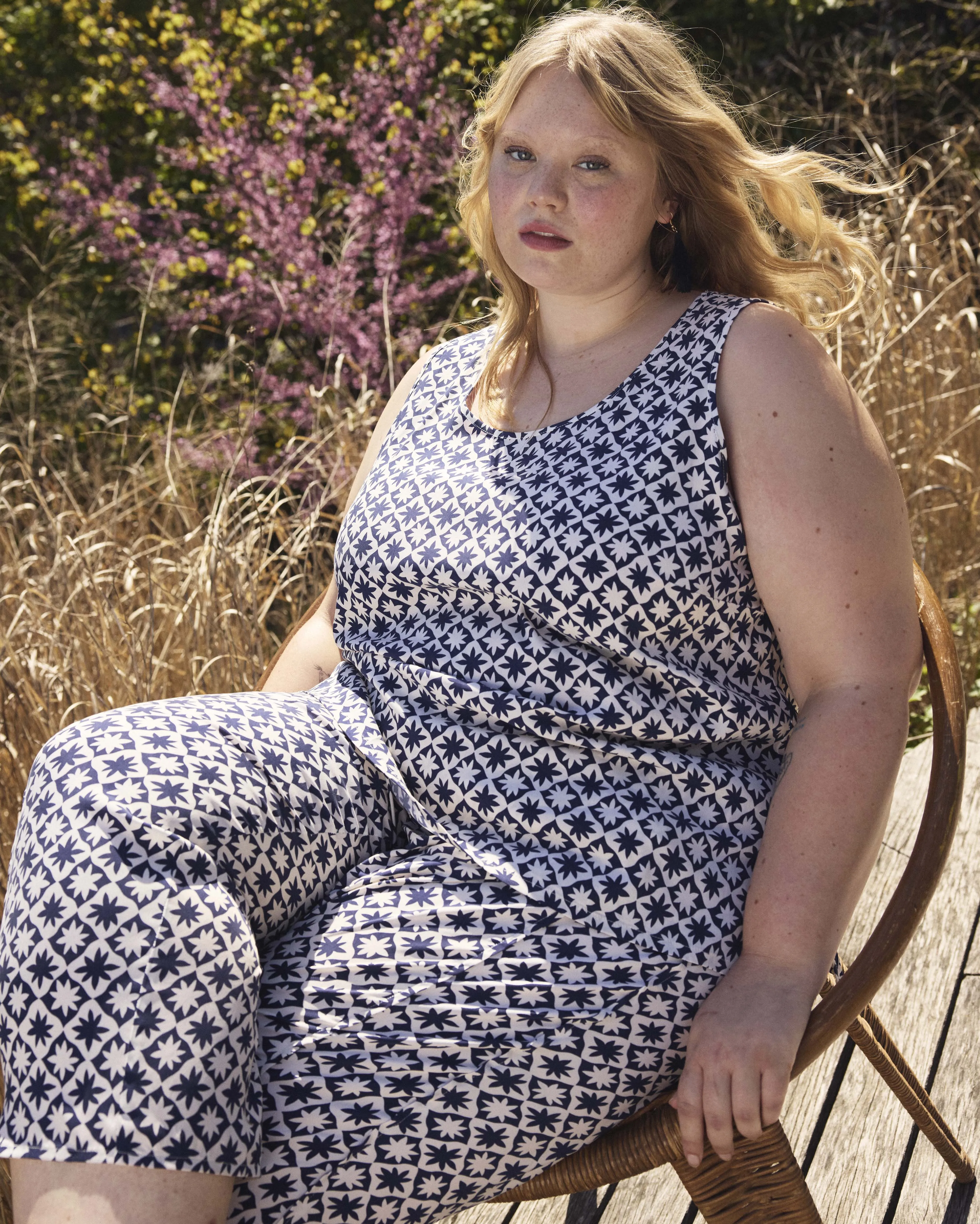 Cooling Stretch Cupro Pants - Navy Hacienda Print sold by Universal Standard product image thumbnail 2