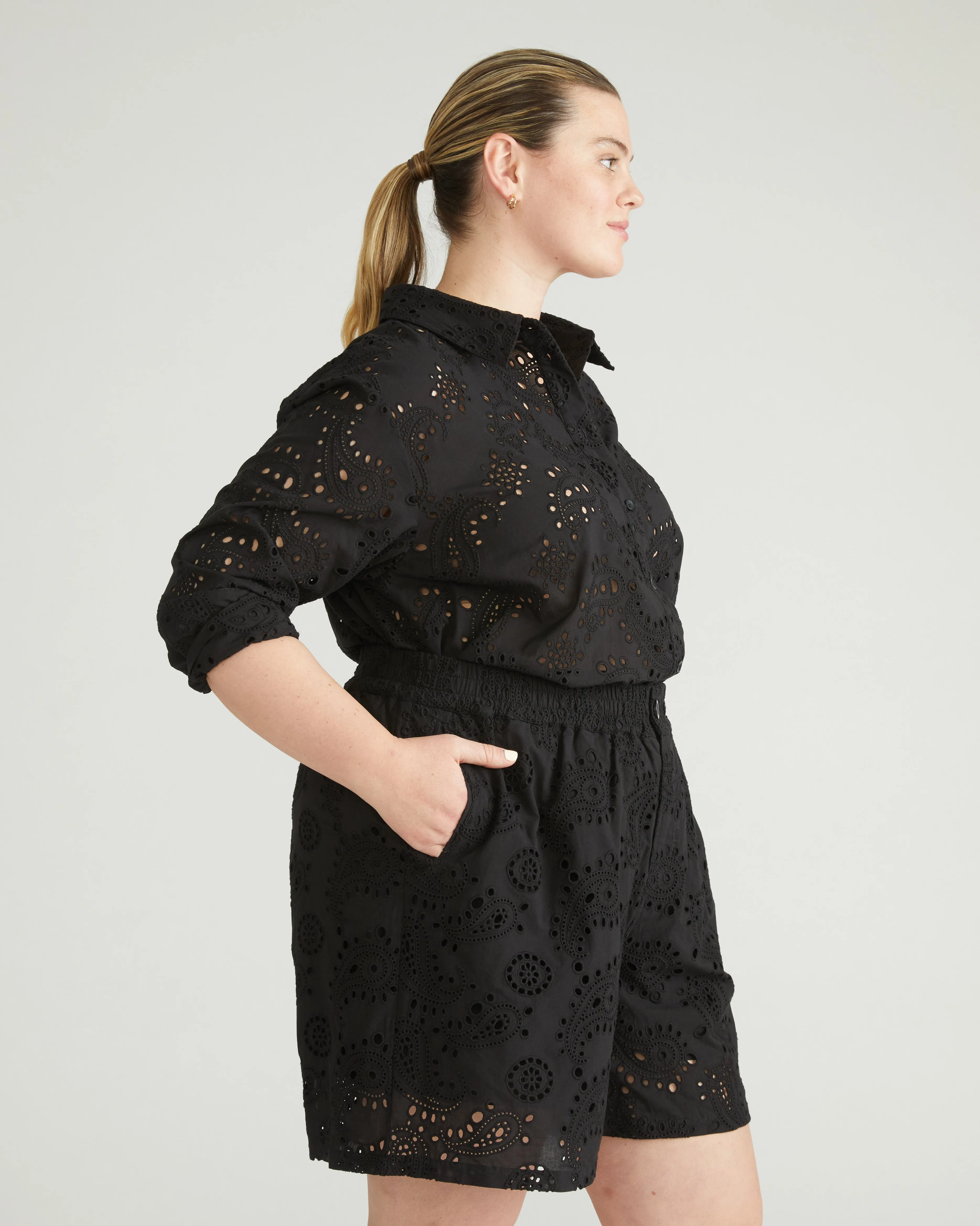 Lulu Cotton Eyelet Shorts - Black sold by Universal Standard product image thumbnail 4