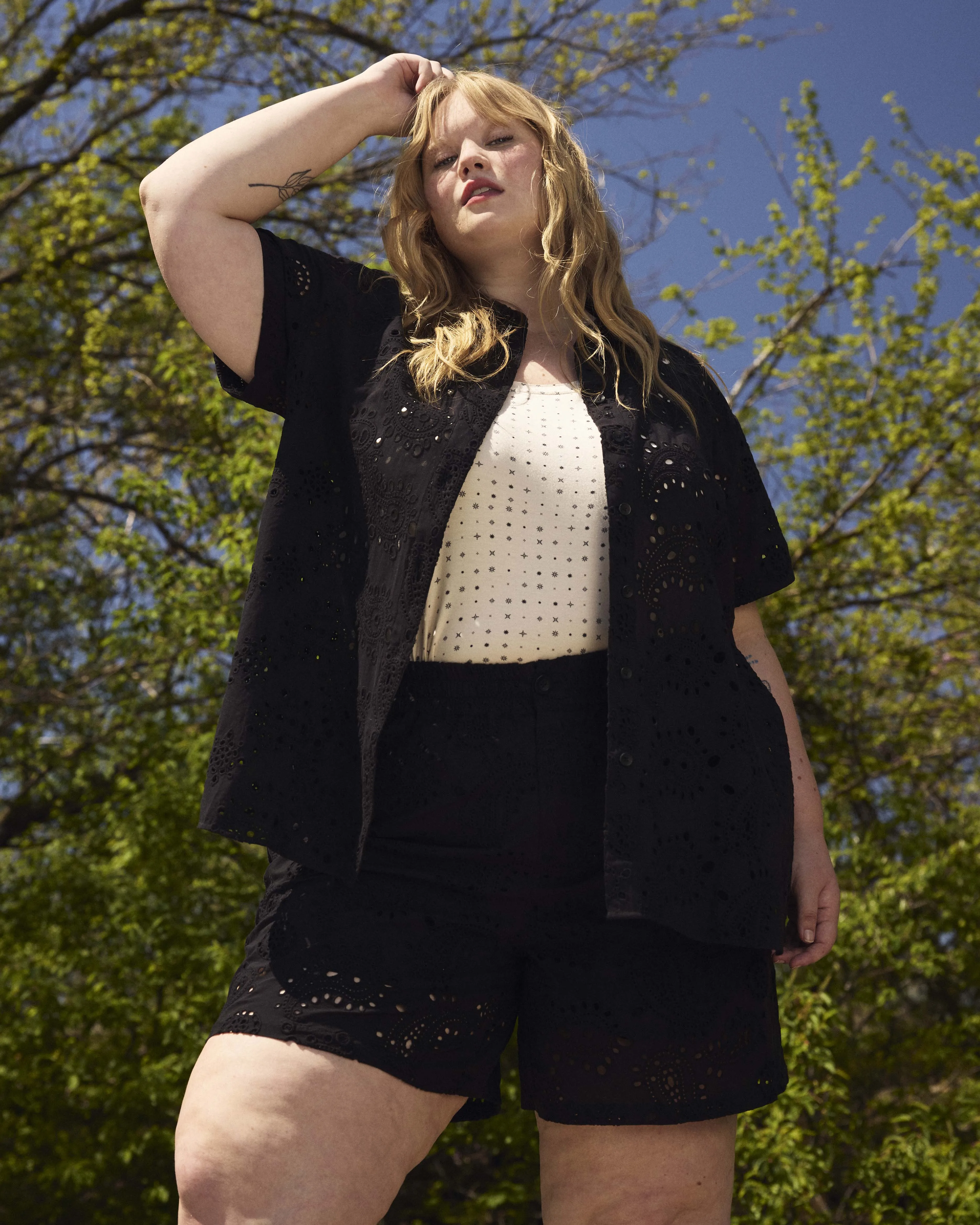 Lulu Cotton Eyelet Shorts - Black sold by Universal Standard product image thumbnail 2