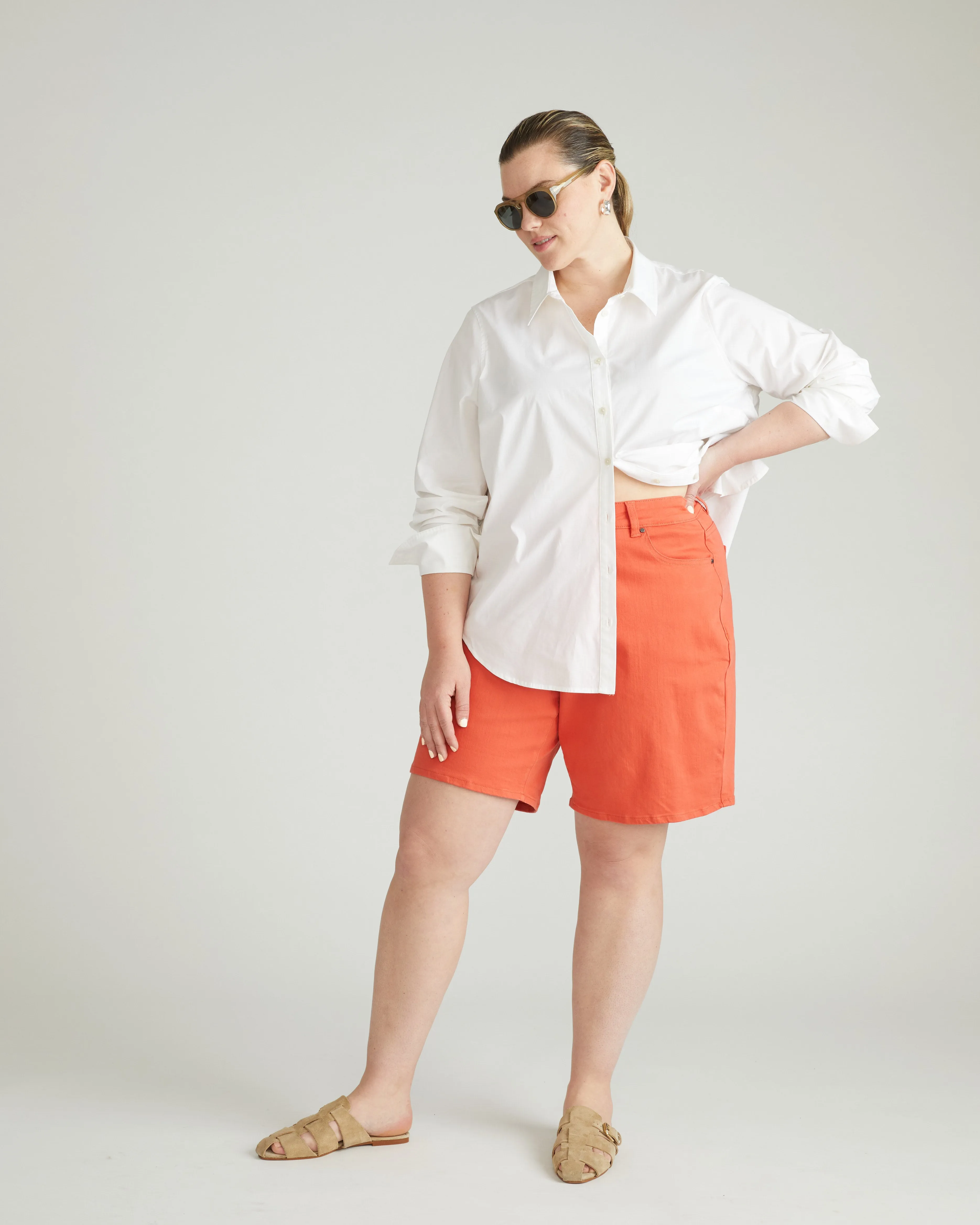 Lou Loose Fit Denim Shorts - Coral Reef sold by Universal Standard