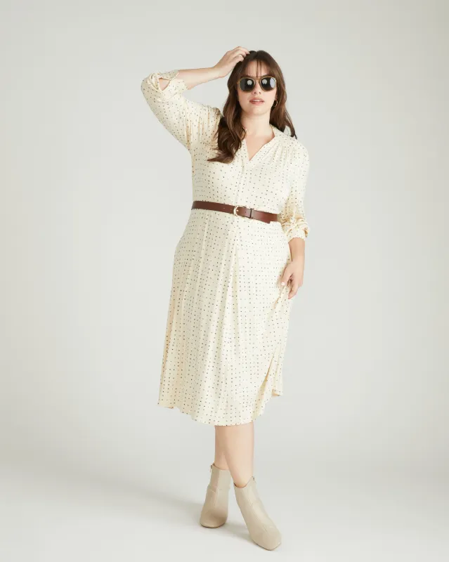 Gramercy Liquid Jersey Dress - Galactic Print in Ecru sold by Universal Standard