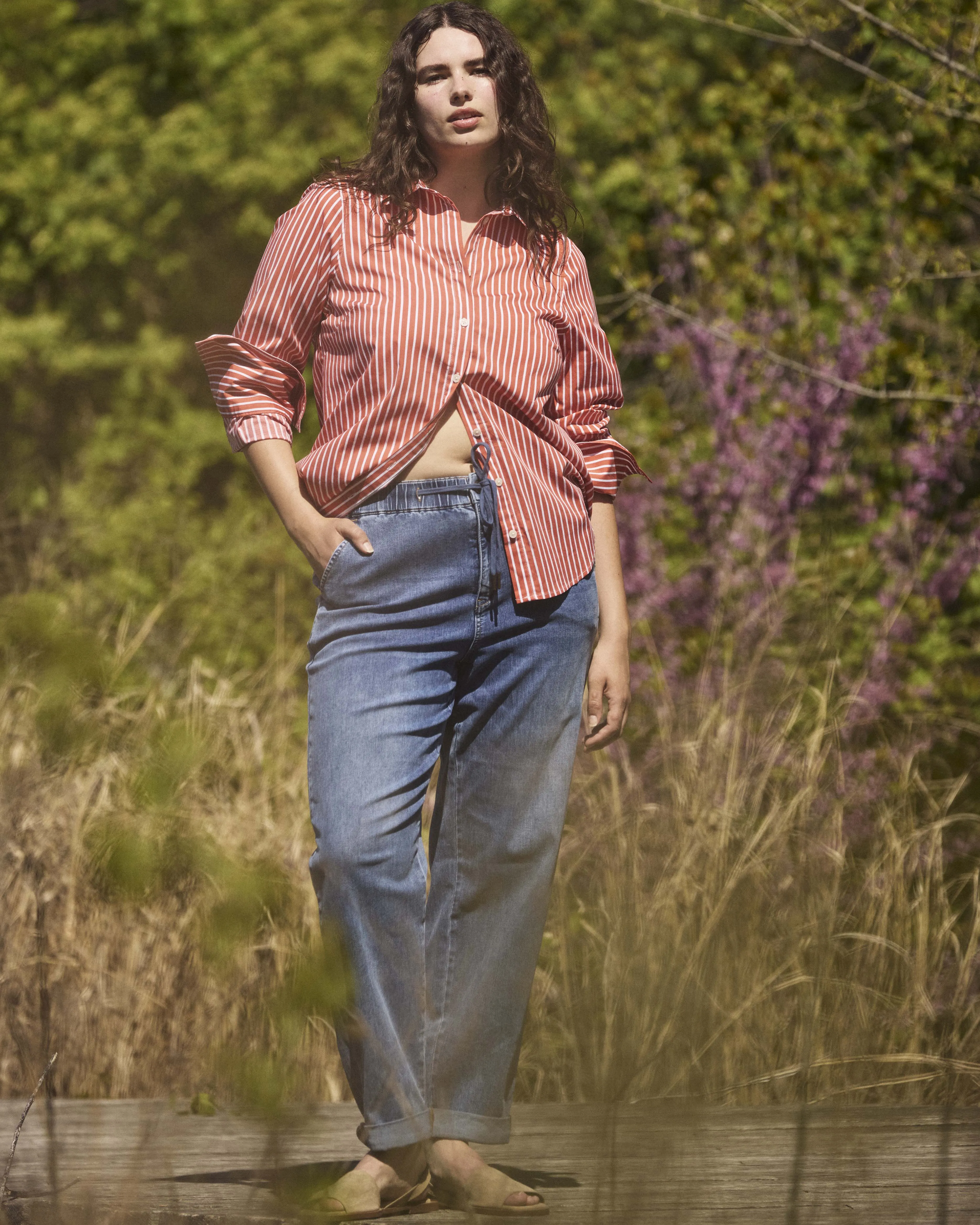 Henning x US Madison Shirt - Coral Reef/White Stripe sold by Universal Standard product image thumbnail 5