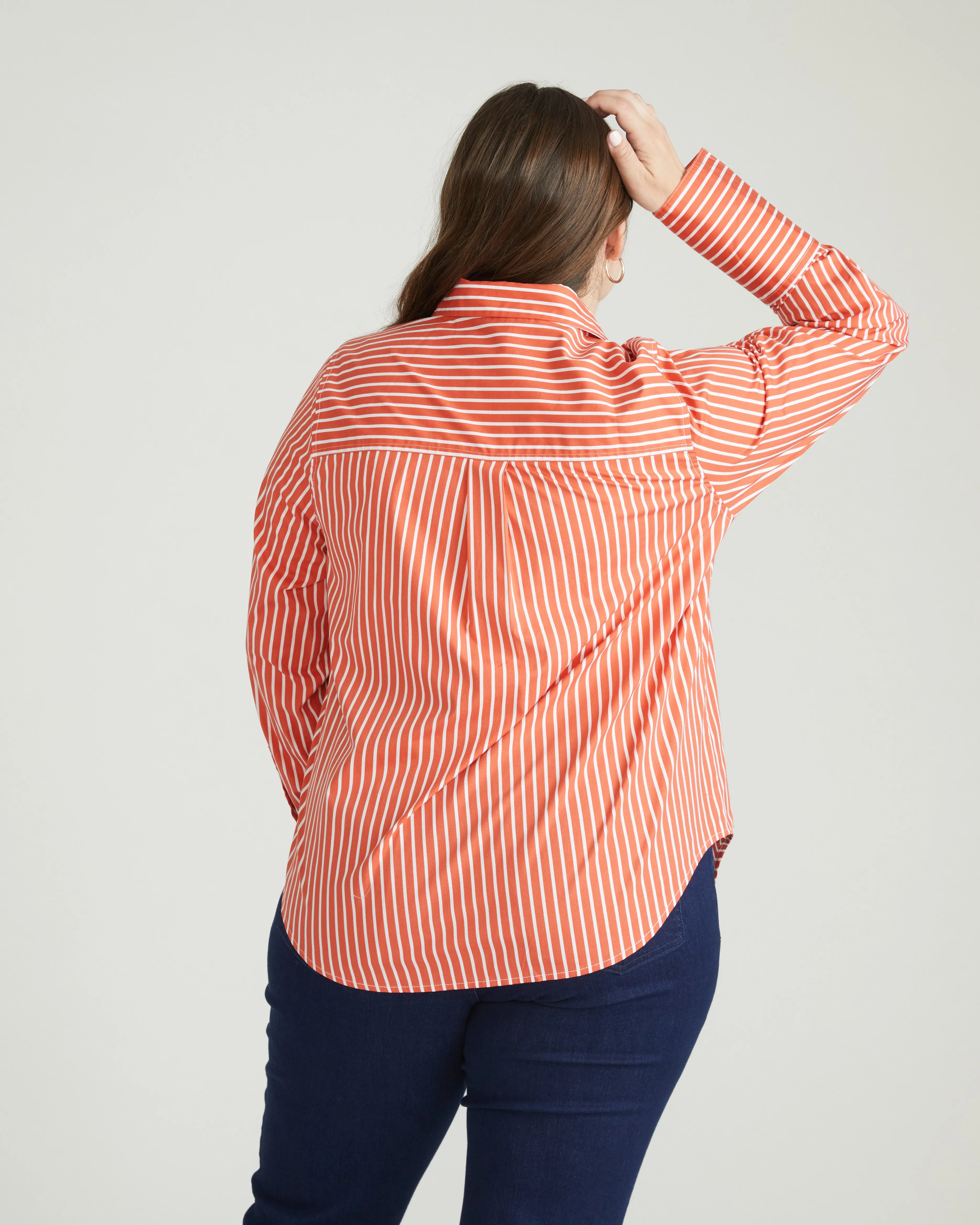 Henning x US Madison Shirt - Coral Reef/White Stripe sold by Universal Standard product image thumbnail 4