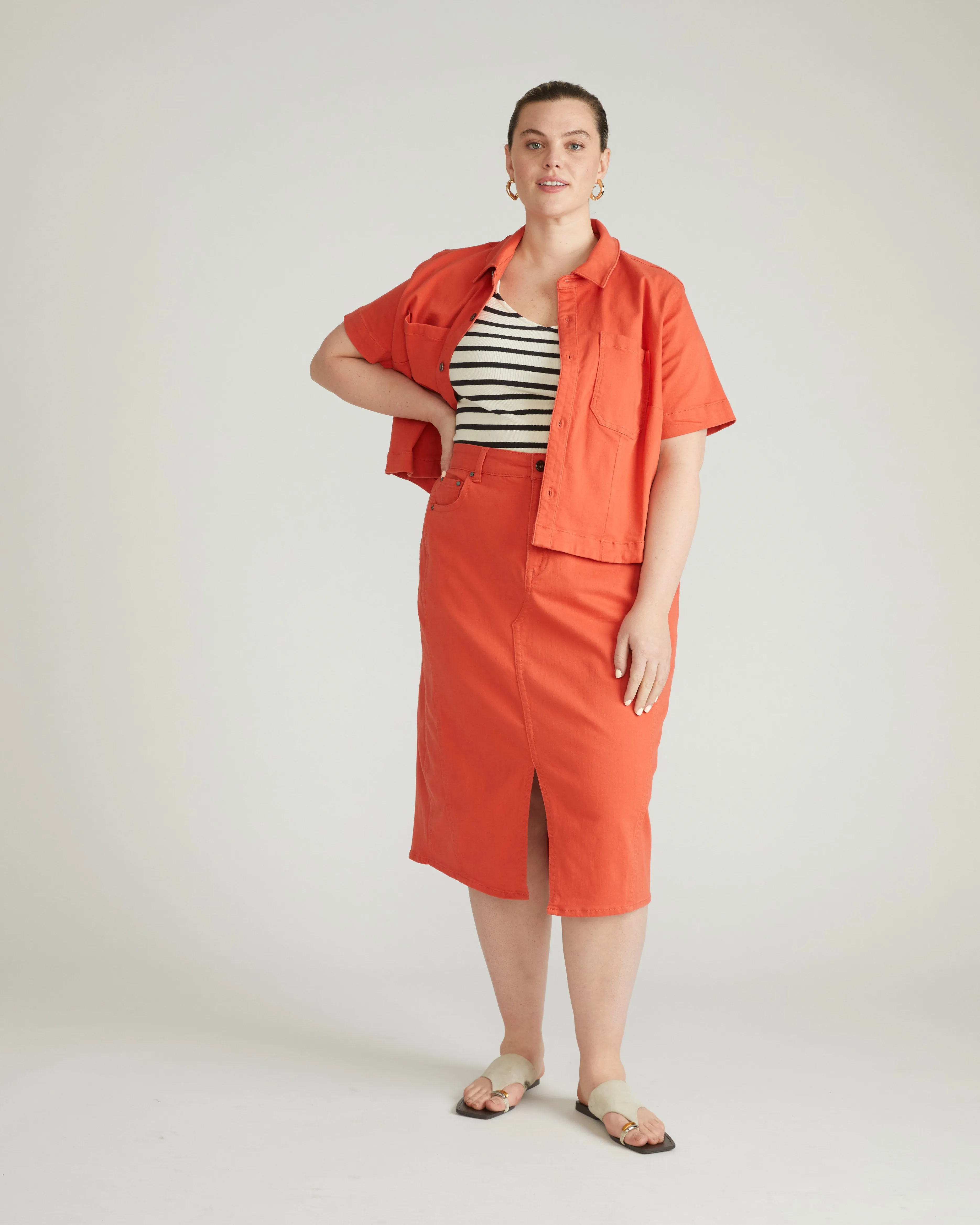 Dakota Denim Skirt - Coral Reef sold by Universal Standard