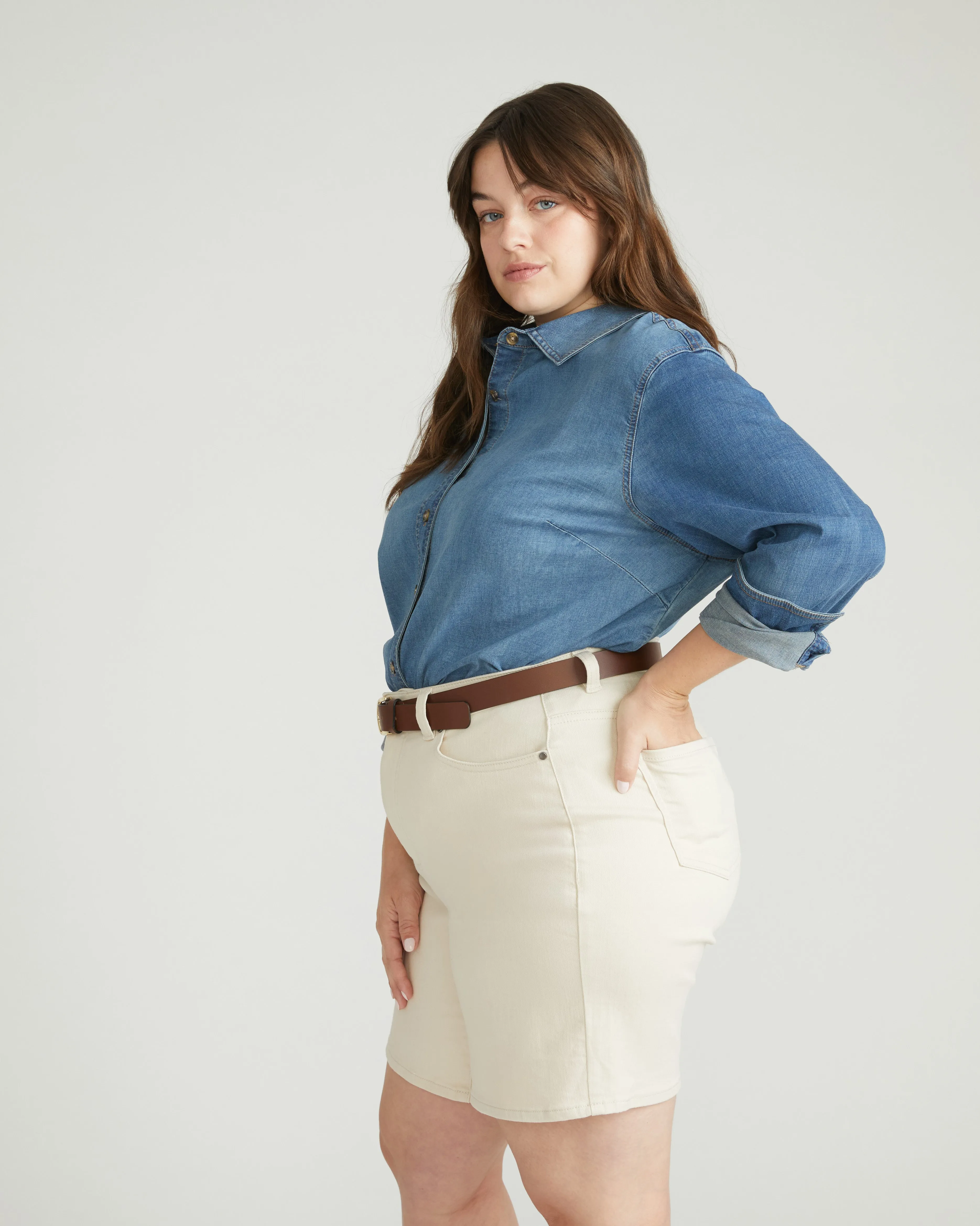 Lou Loose Fit Denim Shorts - Ecru sold by Universal Standard product image thumbnail 2