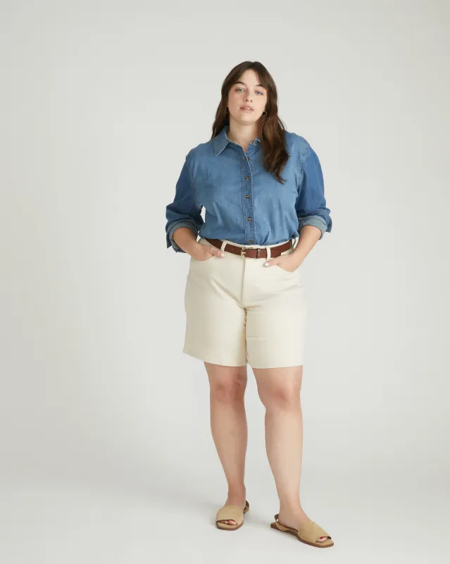 Lou Loose Fit Denim Shorts - Ecru sold by Universal Standard