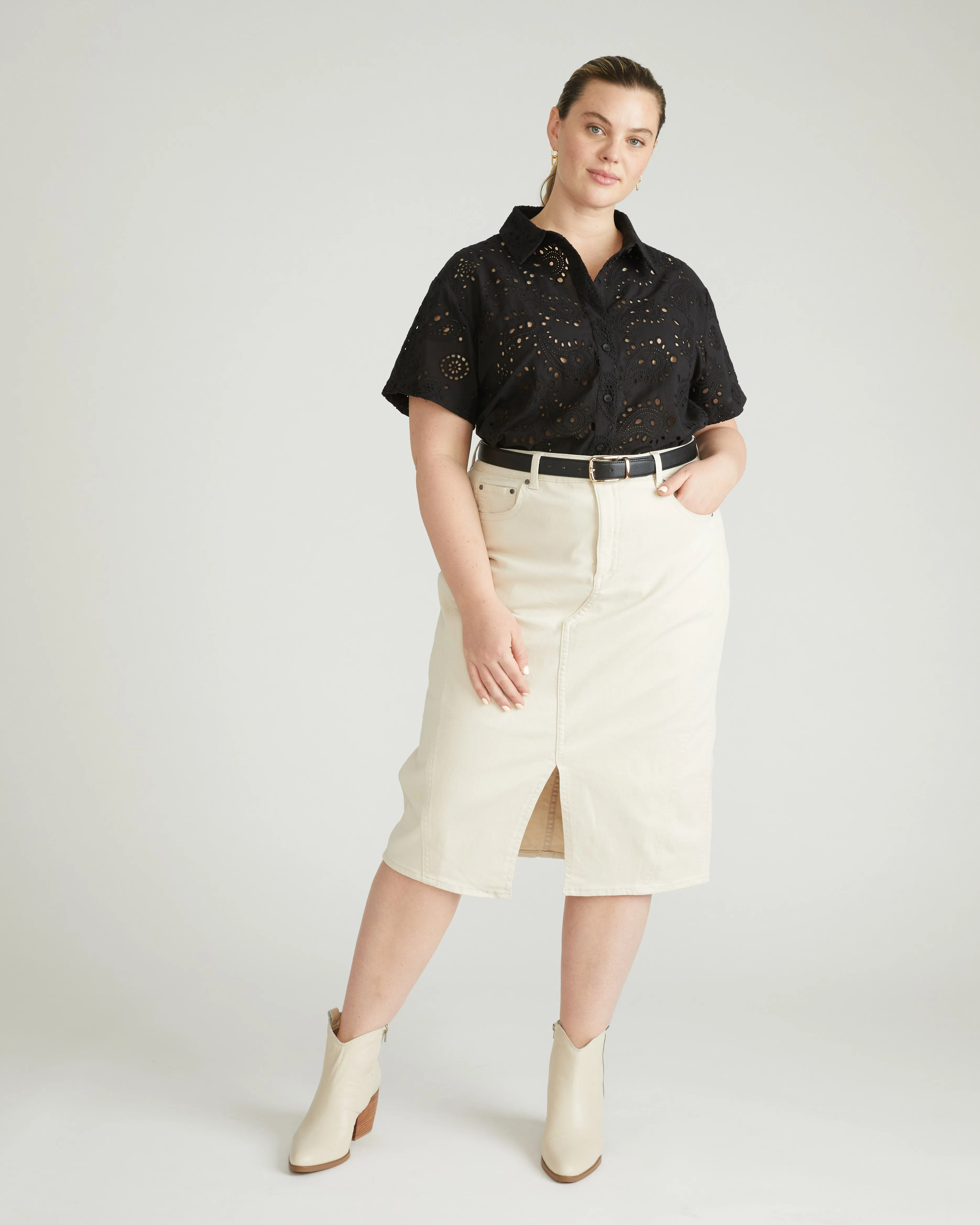 Dakota Denim Skirt - Ecru sold by Universal Standard
