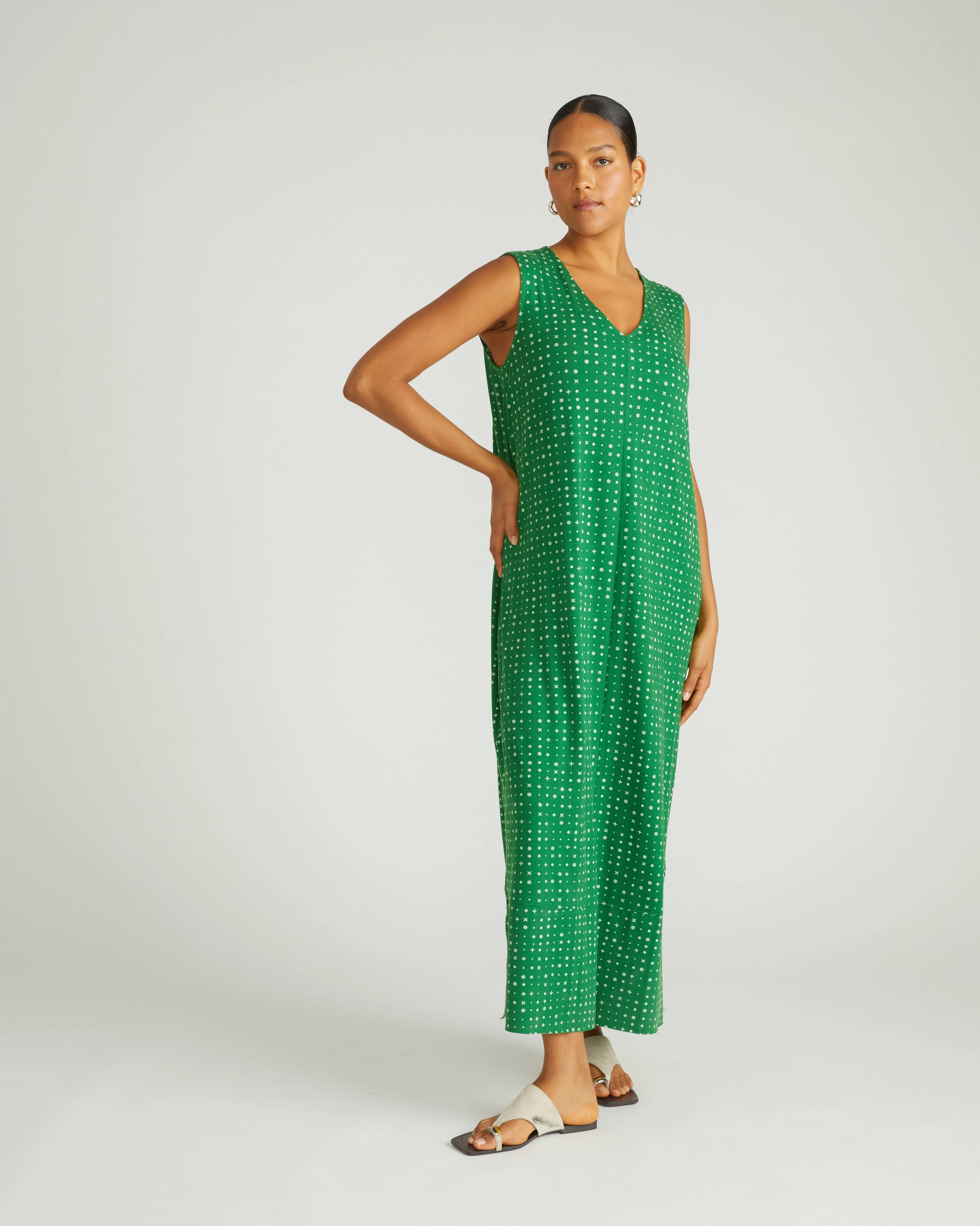 Claremont Liquid Jersey Sheath Dress - Galactic Print in Green sold by Universal Standard product image thumbnail 2