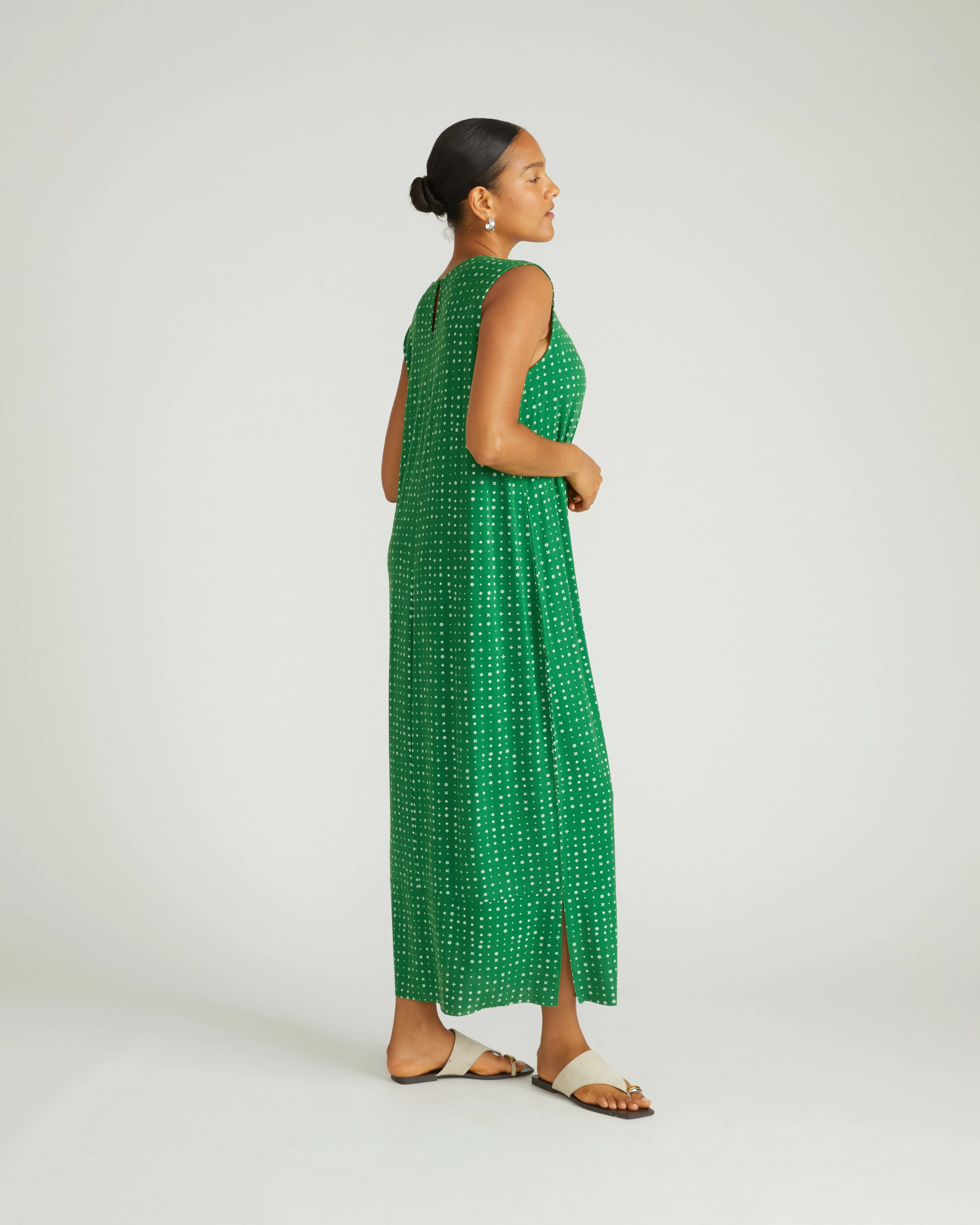 Claremont Liquid Jersey Sheath Dress - Galactic Print in Green sold by Universal Standard product image thumbnail 3