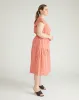 Ambroeus Smocked Poplin Dress - Coral Reef/White Stripe sold by Universal Standard