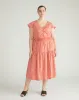 Ambroeus Smocked Poplin Dress - Coral Reef/White Stripe sold by Universal Standard