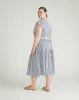 Ambroeus Smocked Poplin Dress - White/Navy Stripe sold by Universal Standard