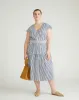 Ambroeus Smocked Poplin Dress - White/Navy Stripe sold by Universal Standard