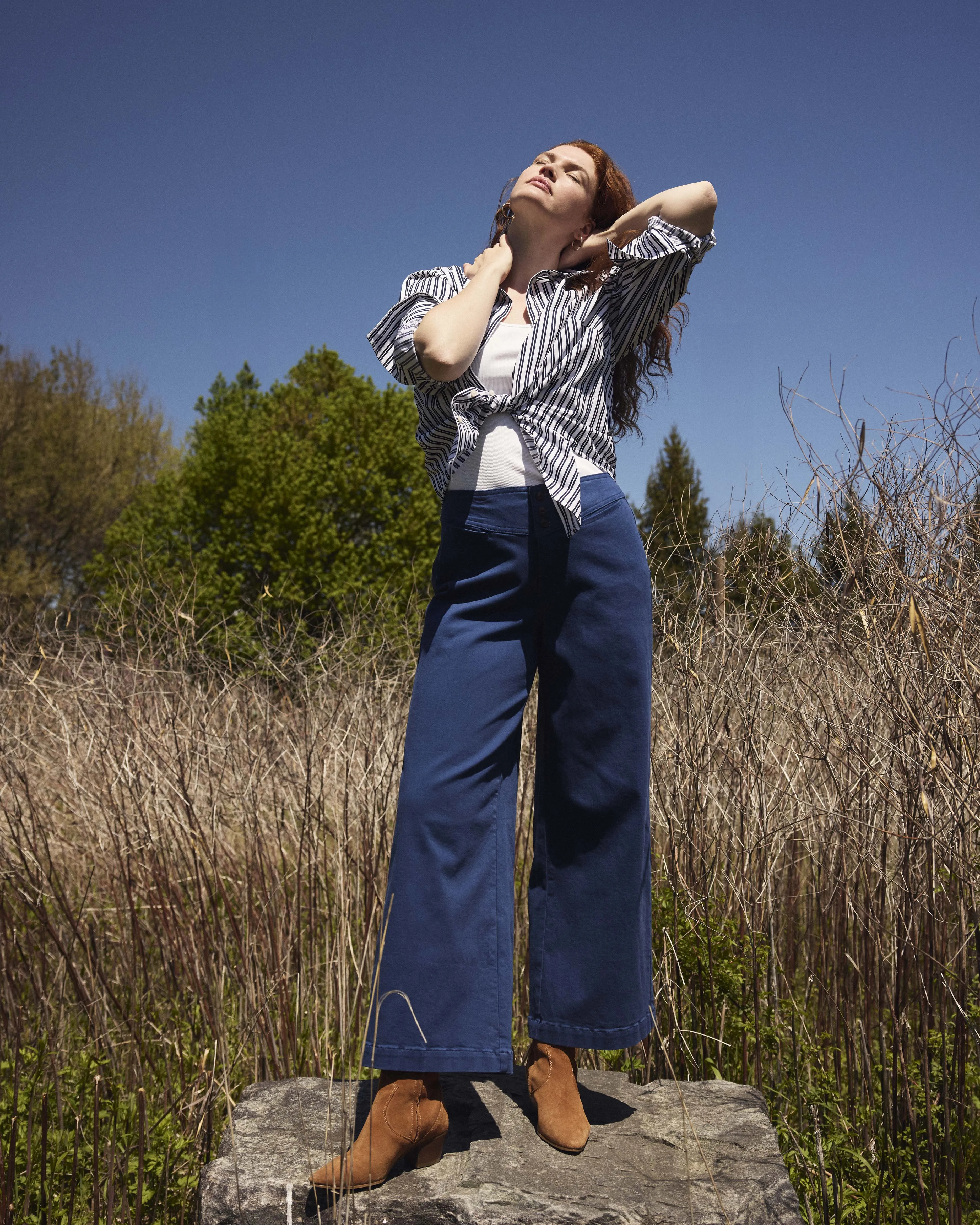 Charlie High Rise Sailor Jeans - French Blue sold by Universal Standard