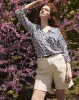 Cooling Stretch Cupro Button-Down Blouse - Navy Hacienda Print sold by Universal Standard