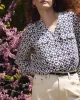 Cooling Stretch Cupro Button-Down Blouse - Navy Hacienda Print sold by Universal Standard