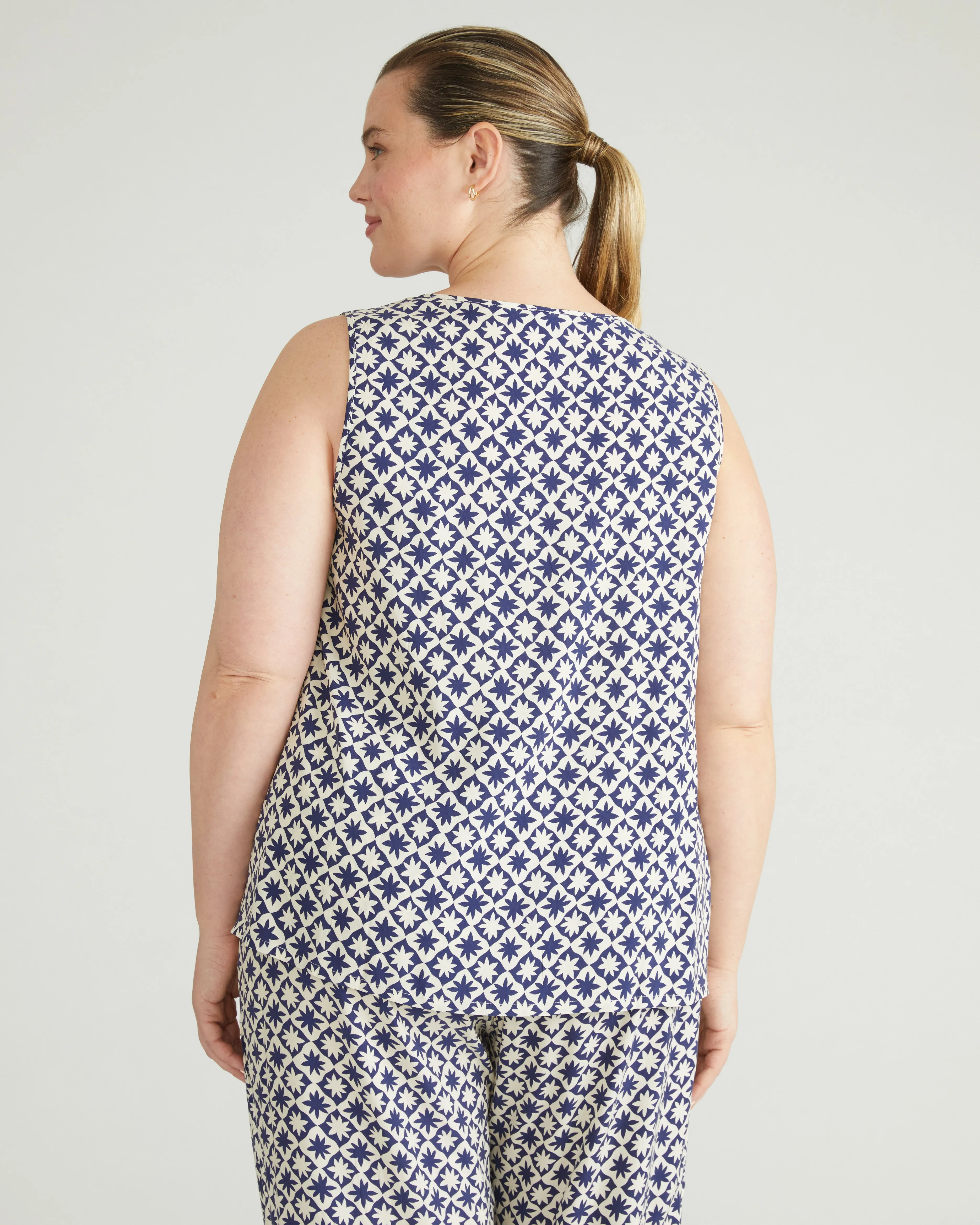 Cooling Stretch Cupro Tank - Navy Hacienda Print sold by Universal Standard product image thumbnail 4