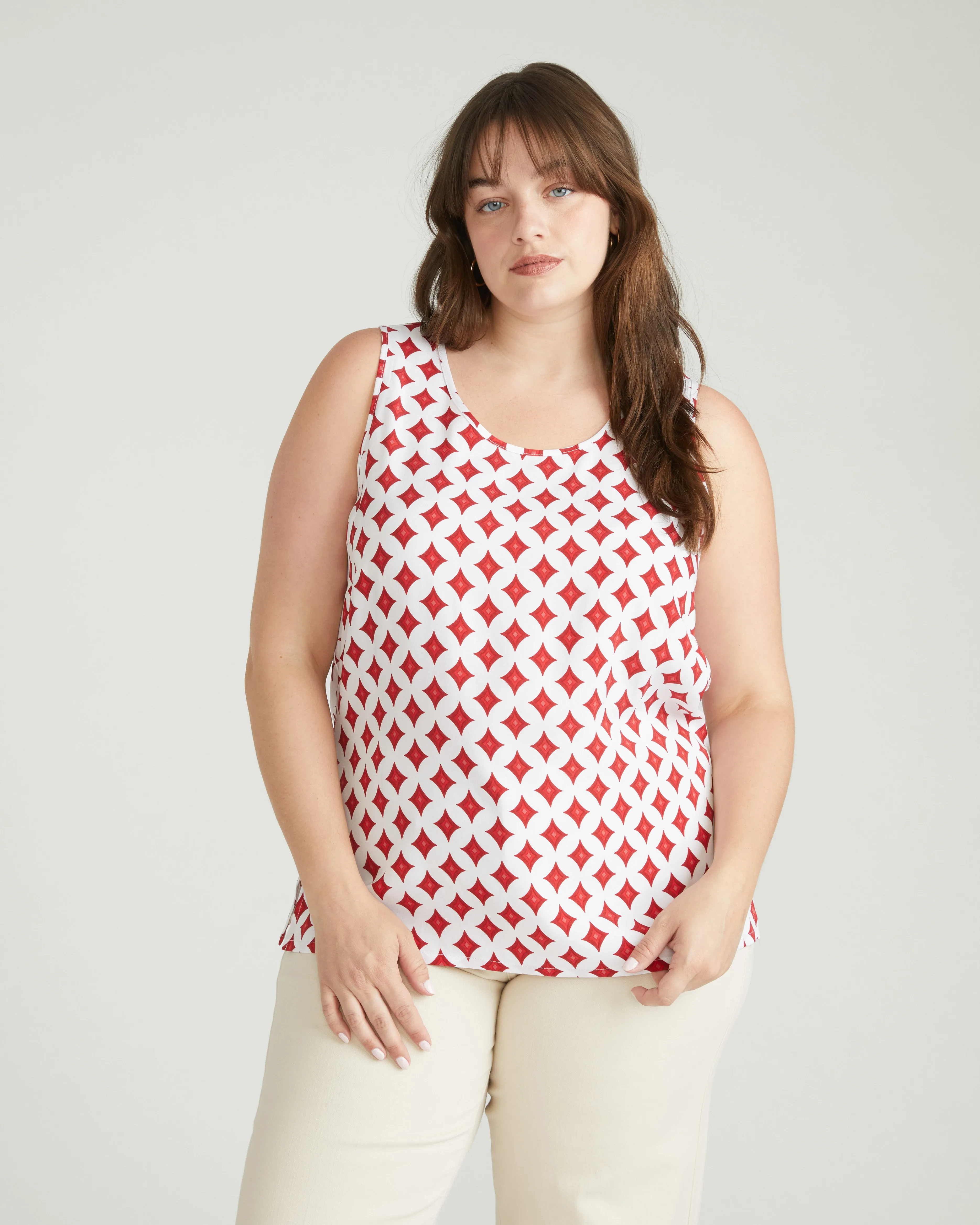 Cooling Stretch Cupro Tank - Morningstar Print in Red sold by Universal Standard product image thumbnail 2