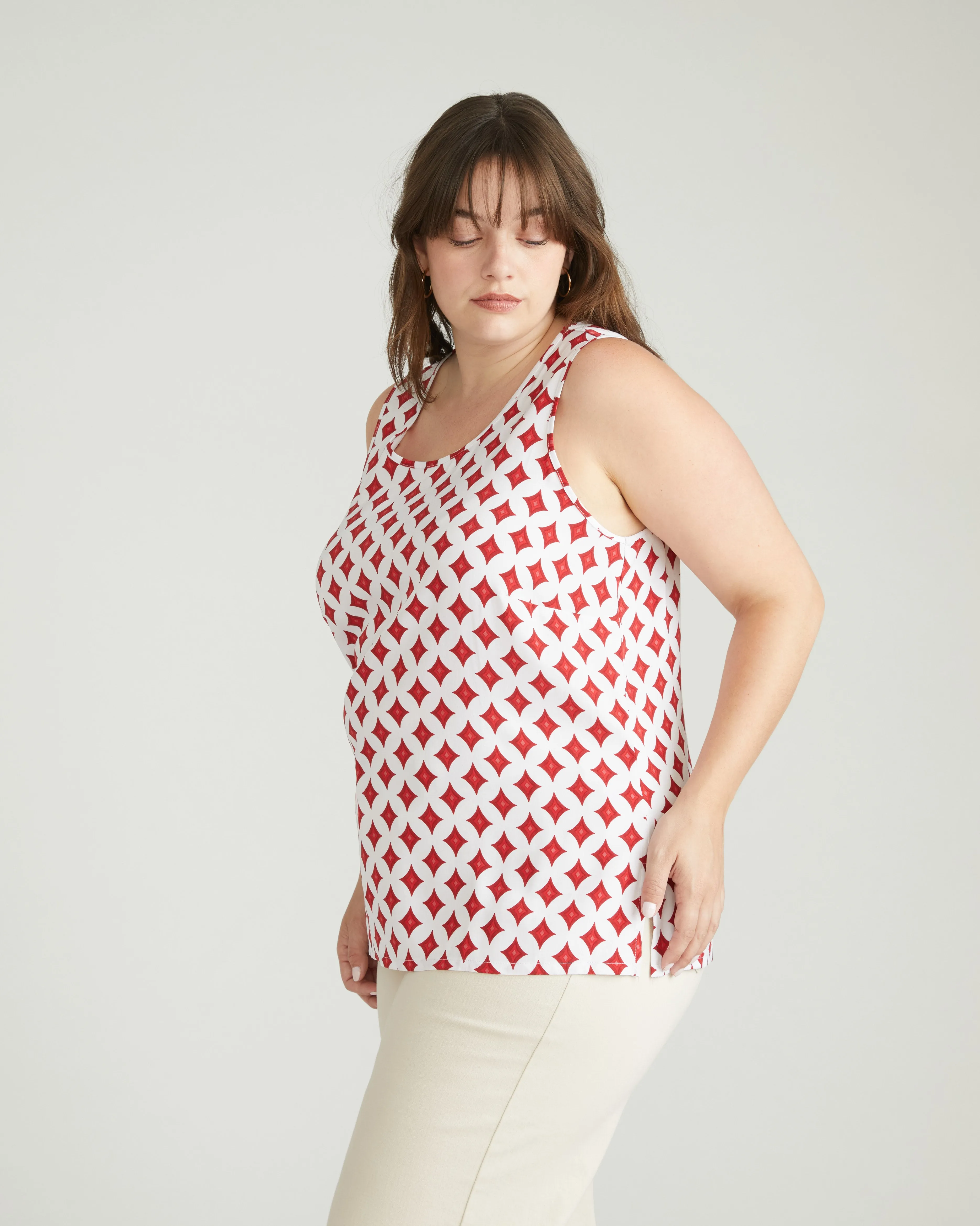 Cooling Stretch Cupro Tank - Morningstar Print in Red sold by Universal Standard product image thumbnail 3