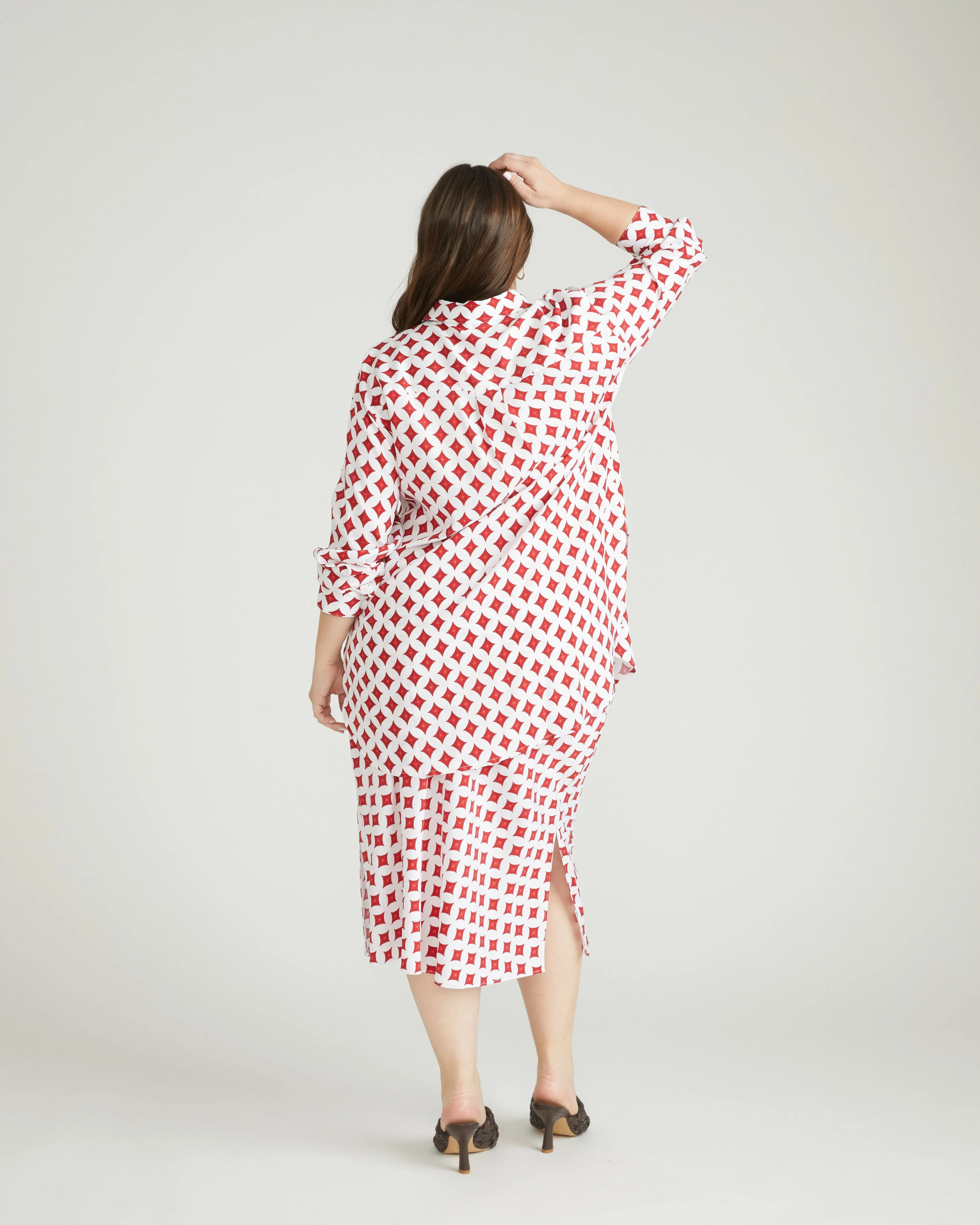 Cooling Stretch Cupro Bias Skirt - Morningstar Print in Red sold by Universal Standard product image thumbnail 5