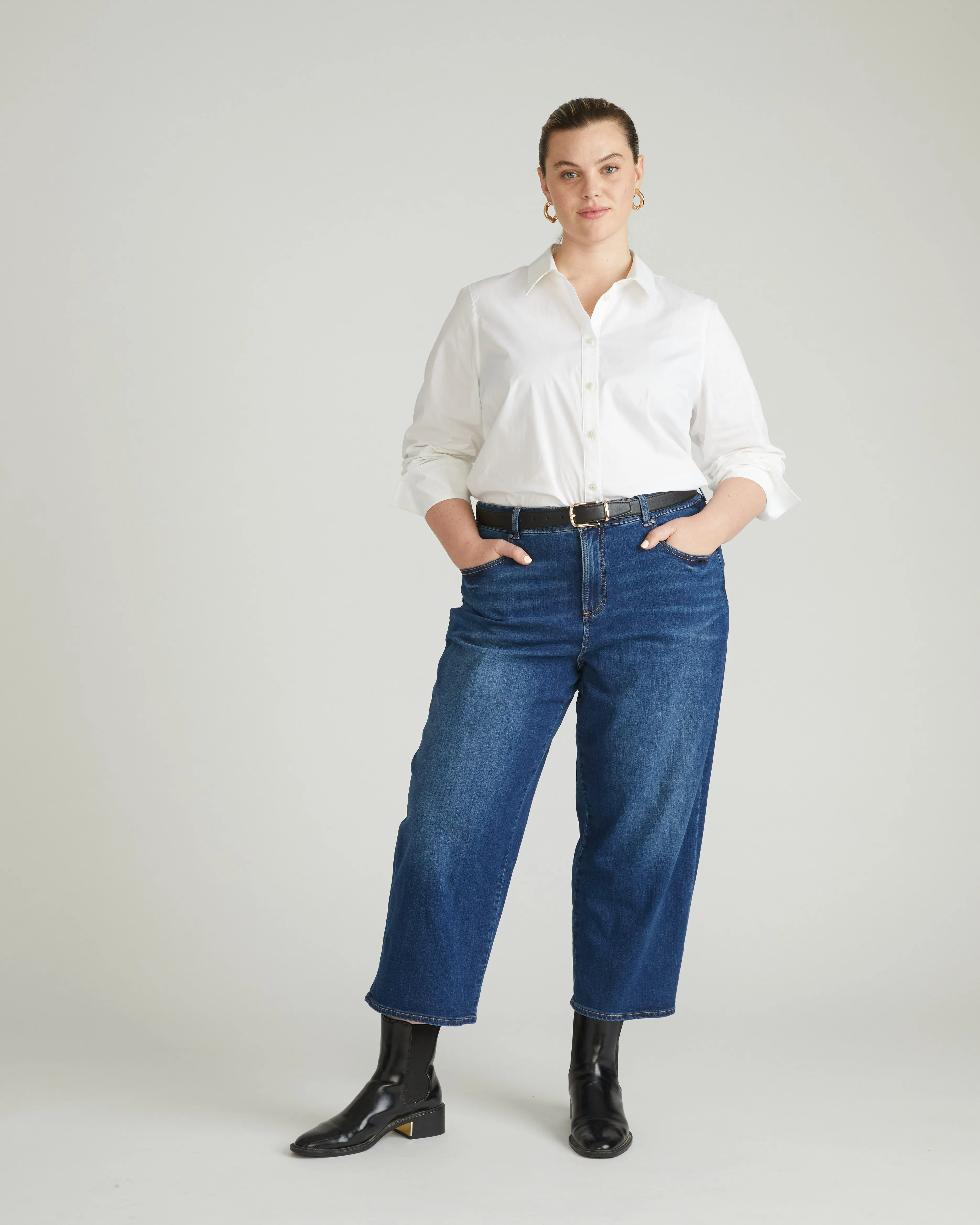 Bae Boyfriend Crop Jeans - Naval Blue Wash sold by Universal Standard