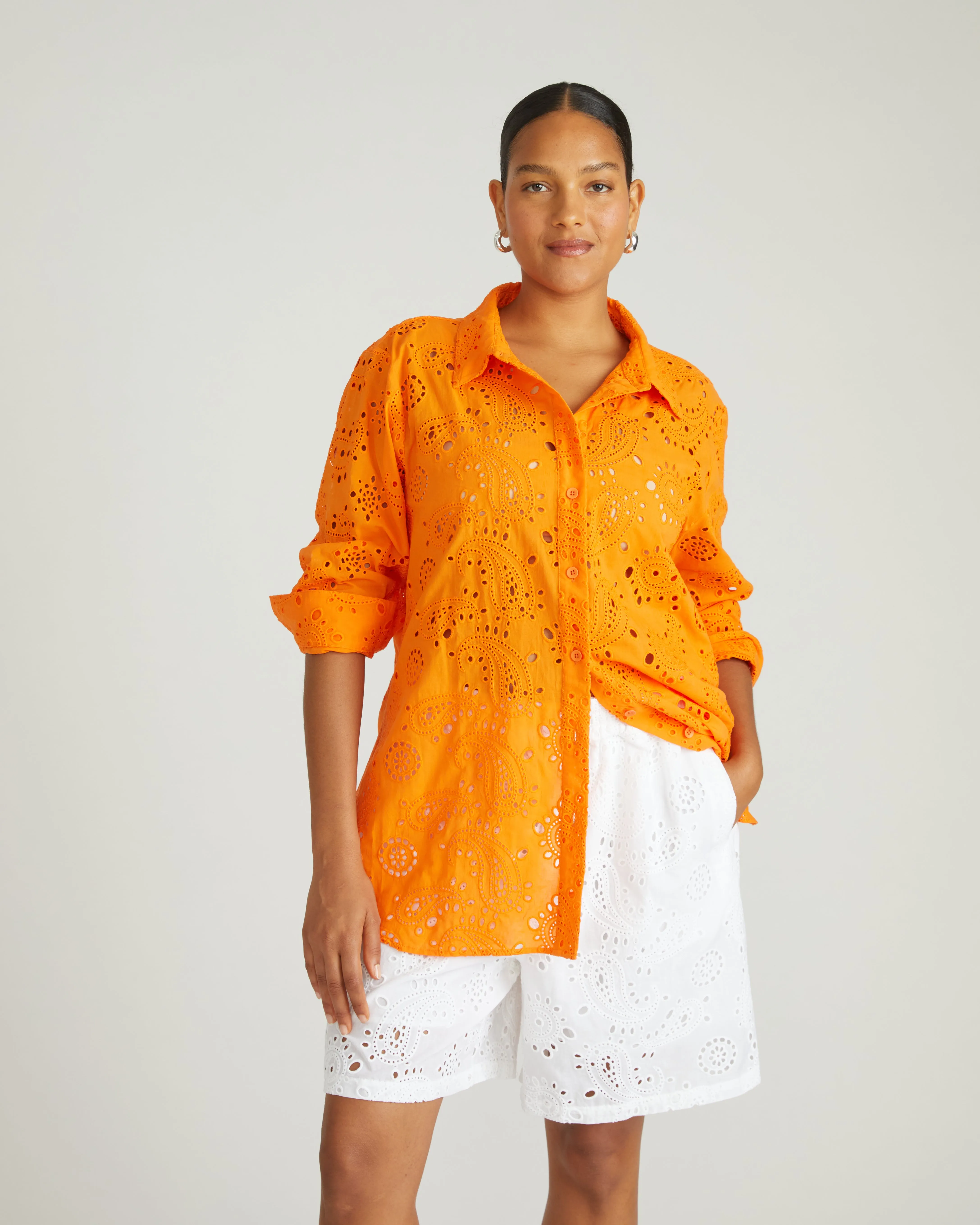 The Artist Cotton Eyelet Shirt - Arancia sold by Universal Standard
