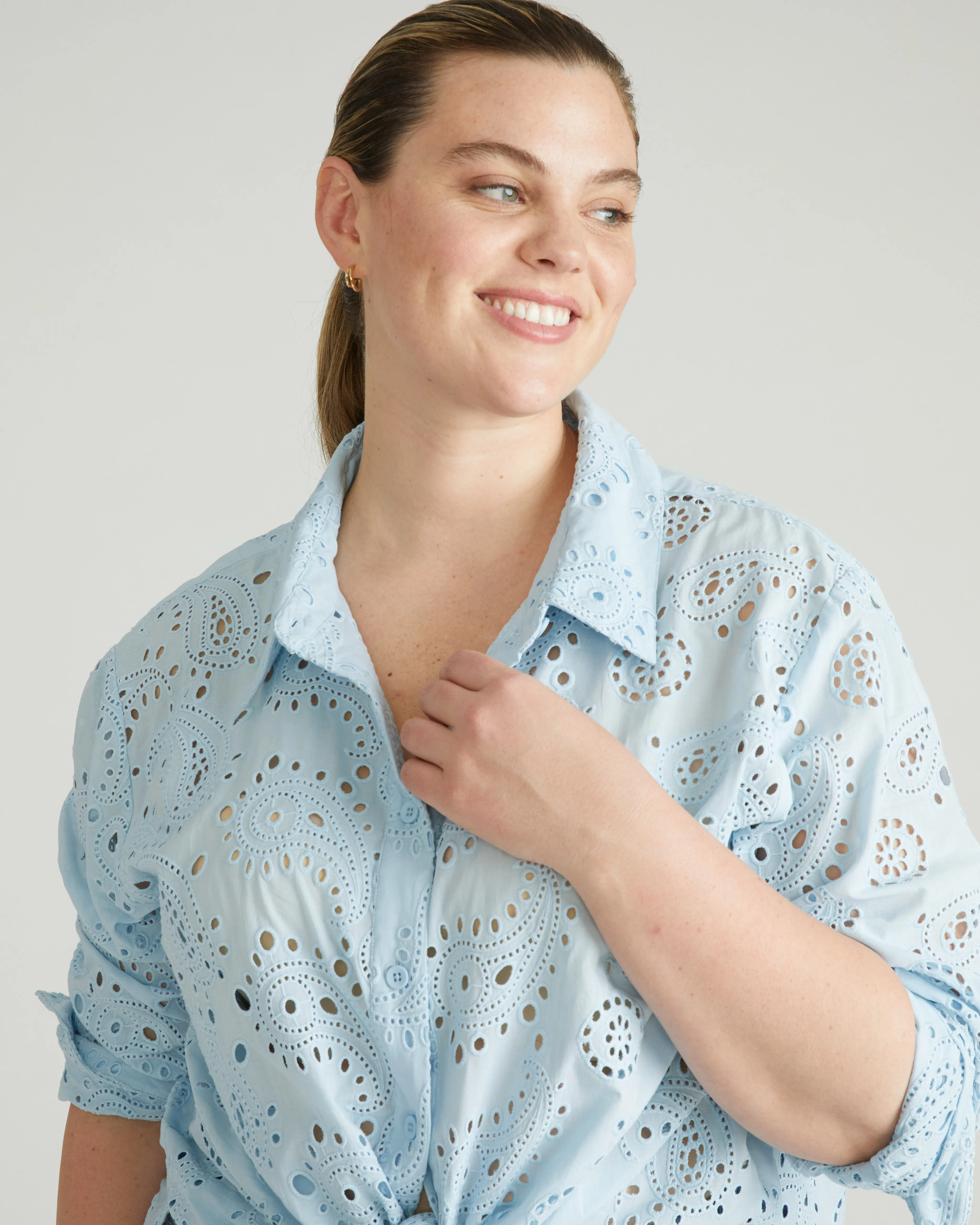 The Artist Cotton Eyelet Shirt - Light Blue sold by Universal Standard product image thumbnail 3